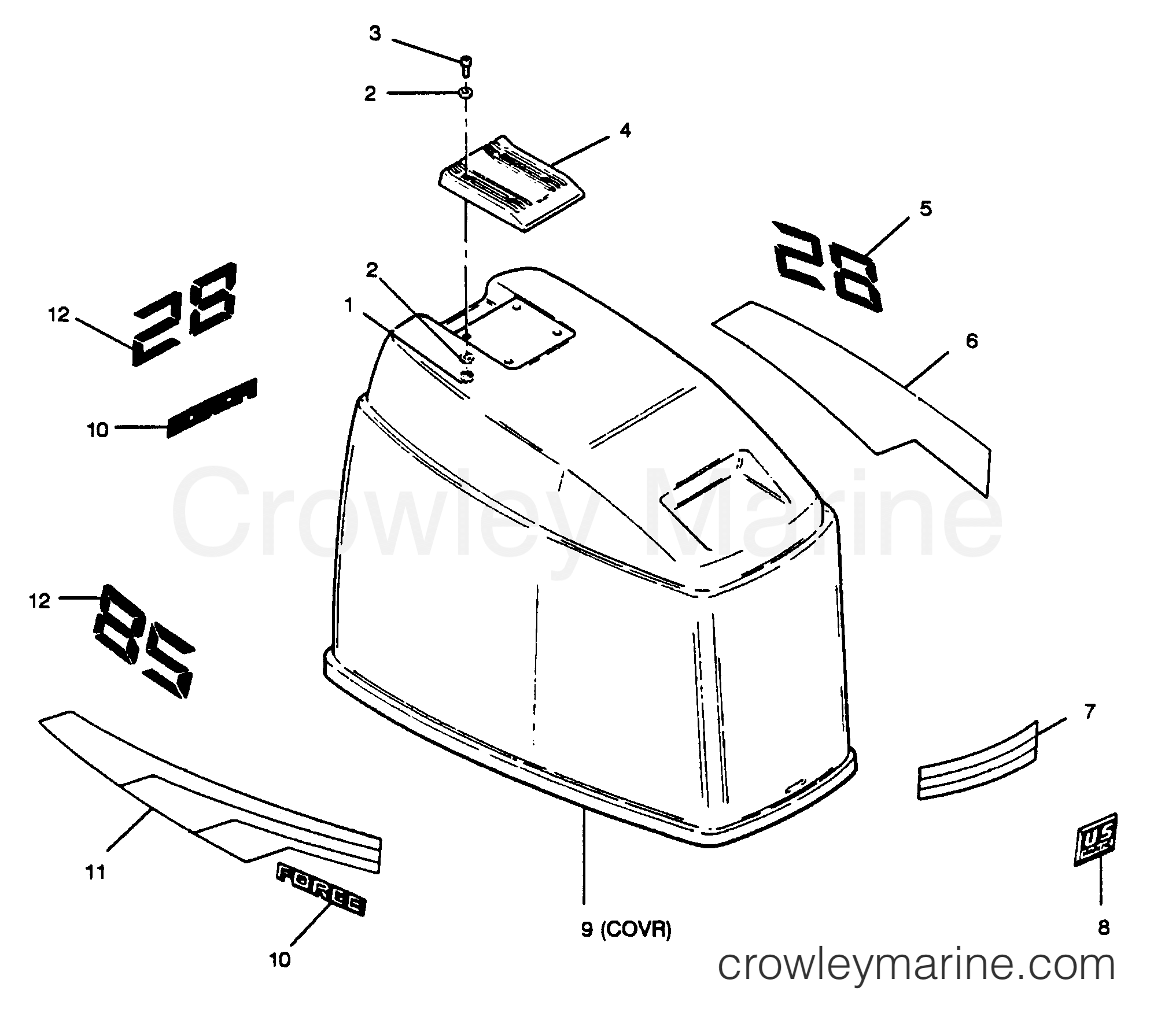 1989 Outboard 85 - 856L9C [Force] - ENGINE COVER CAJUN MODELS
