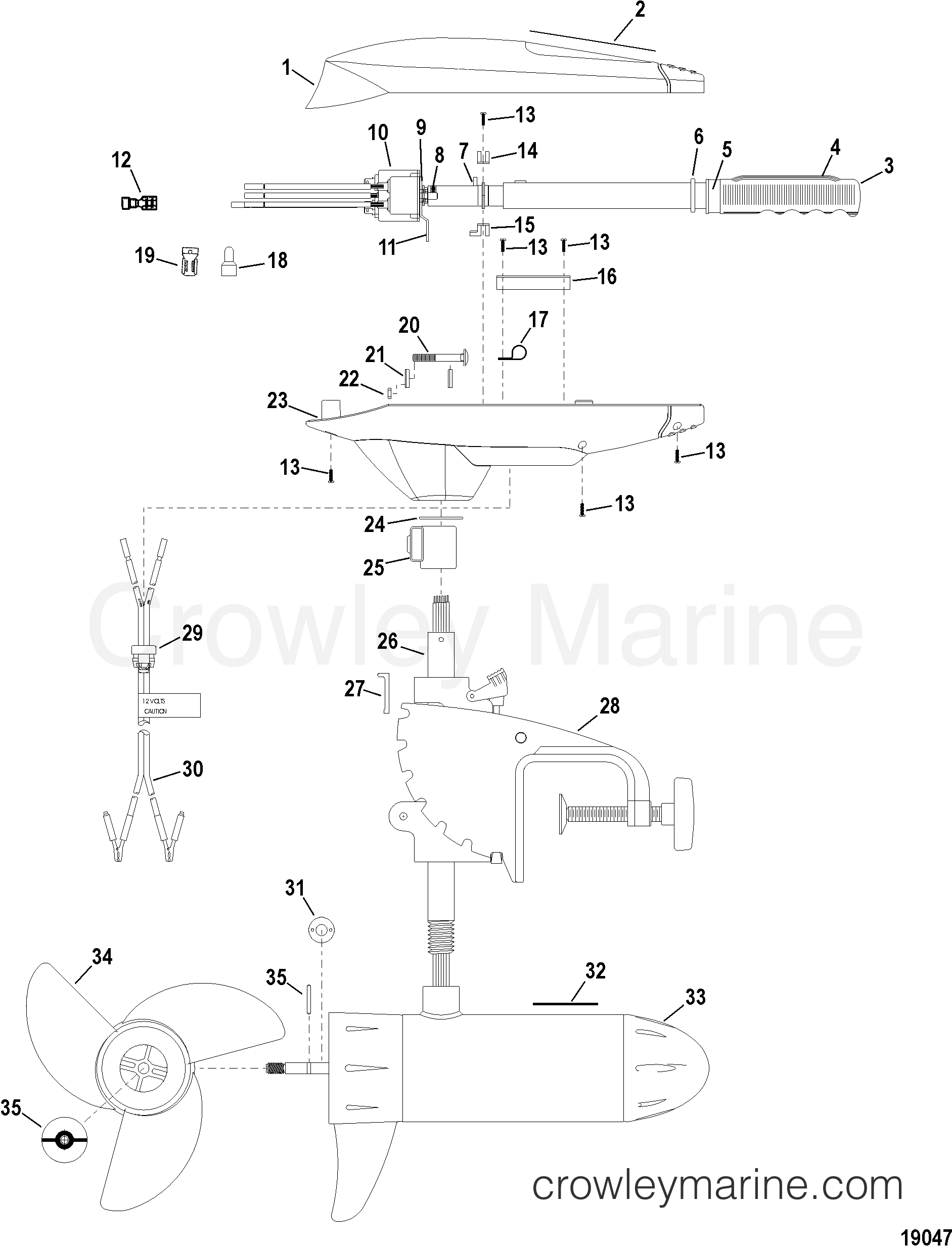 COMPLETE TROLLING MOTOR(MODEL BD1250) (12 VOLT) 2000 Electric