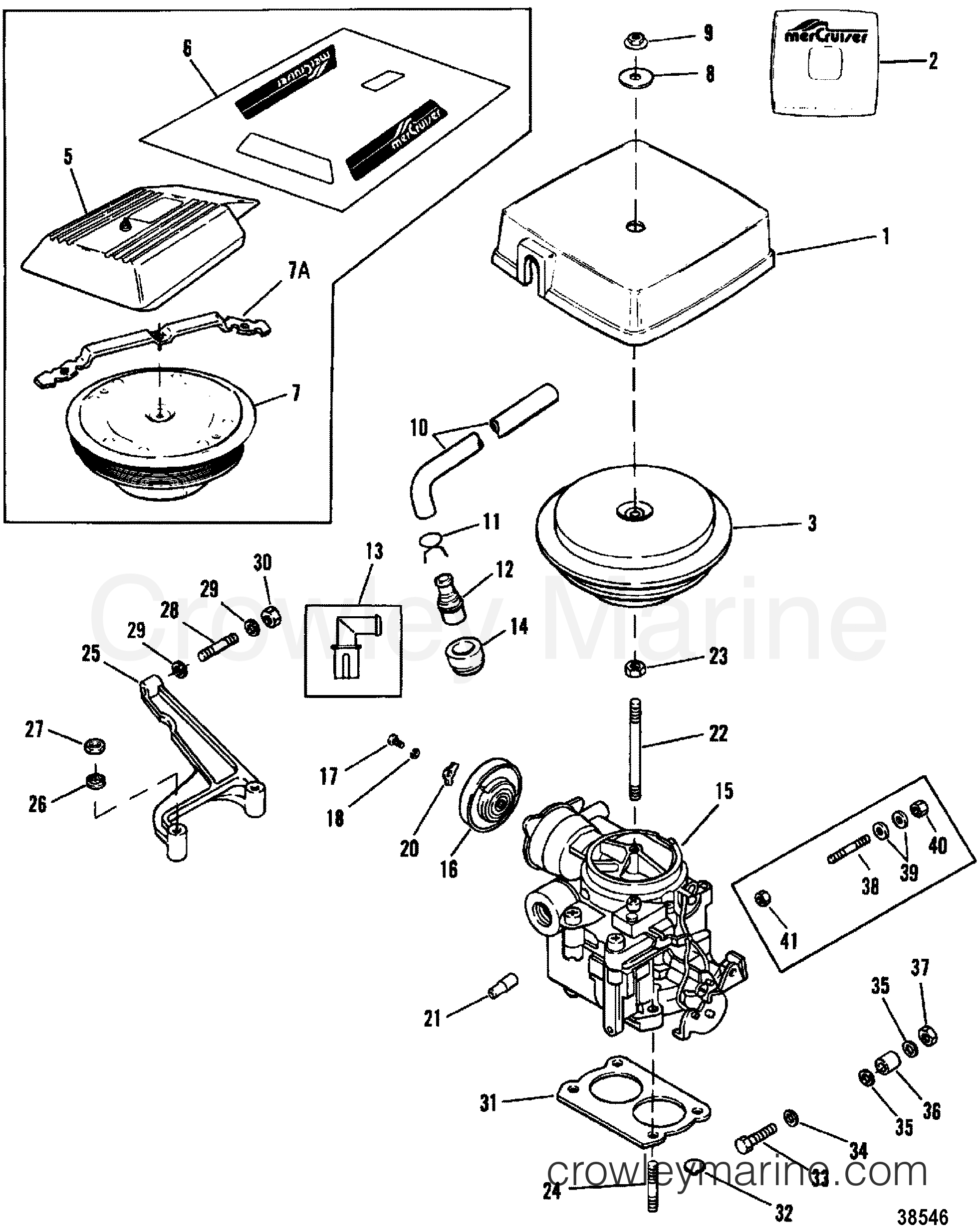 CARBURETOR/THROTTLE LINKAGE(2 BARREL) - 1992 Stern Drive 5.7L