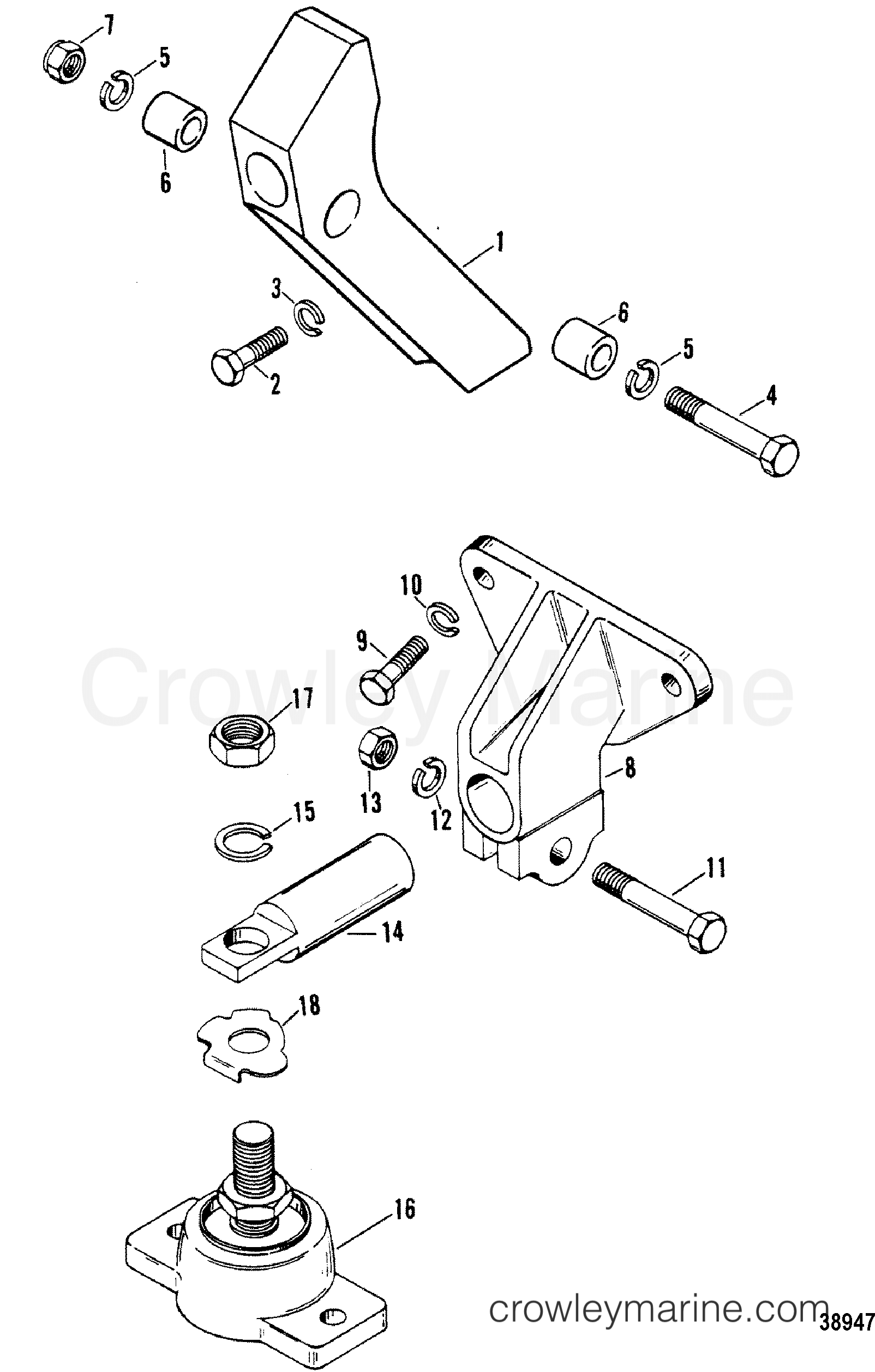 1981 Inboard Engine 340 - 3341901 - TRANSMISSION AND ENGINE MOUNTING(V-DRIVE)