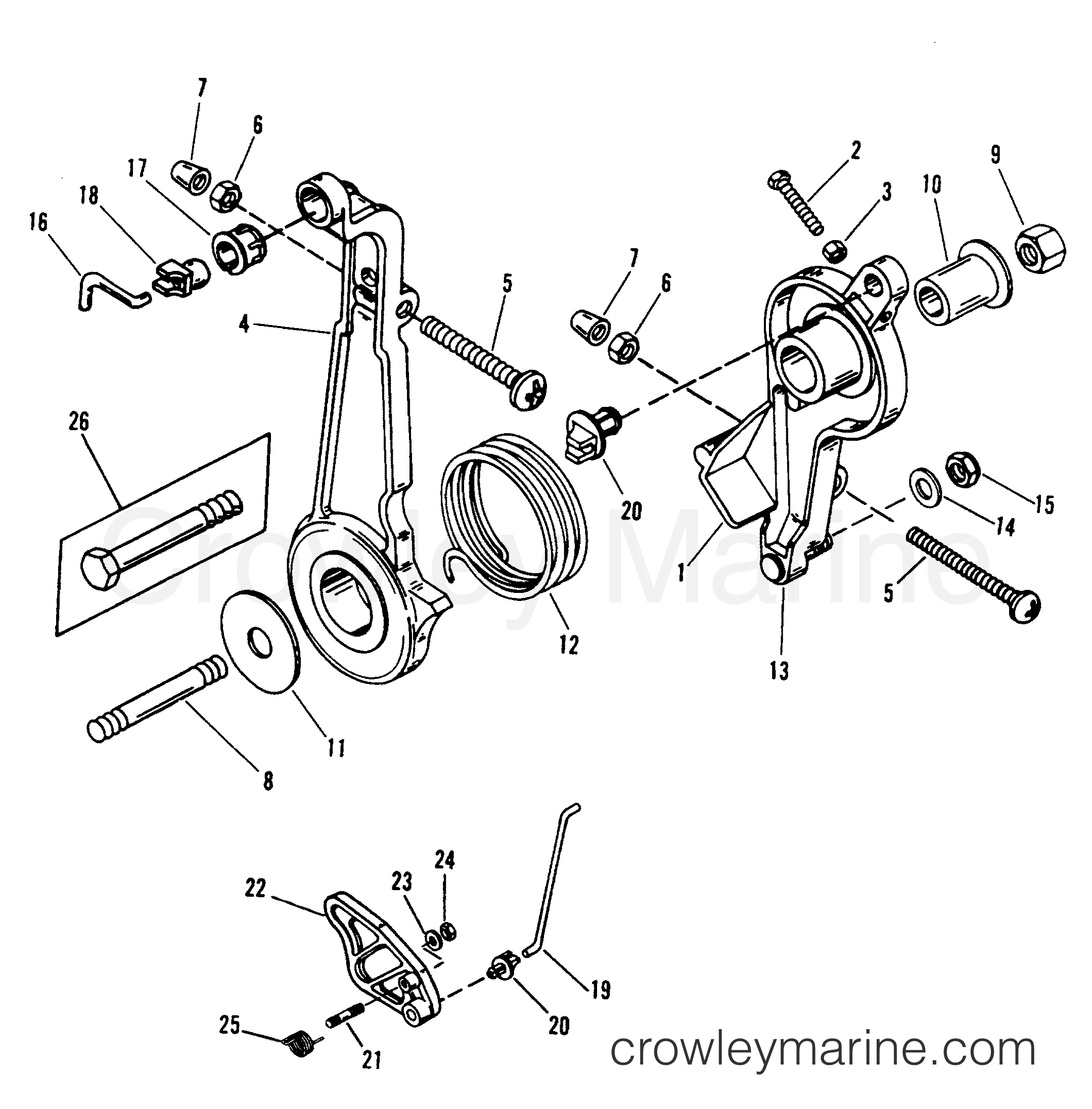 1994 Outboard 50 [EO] - 7050302CD - THROTTLE LEVER AND LINKAGE