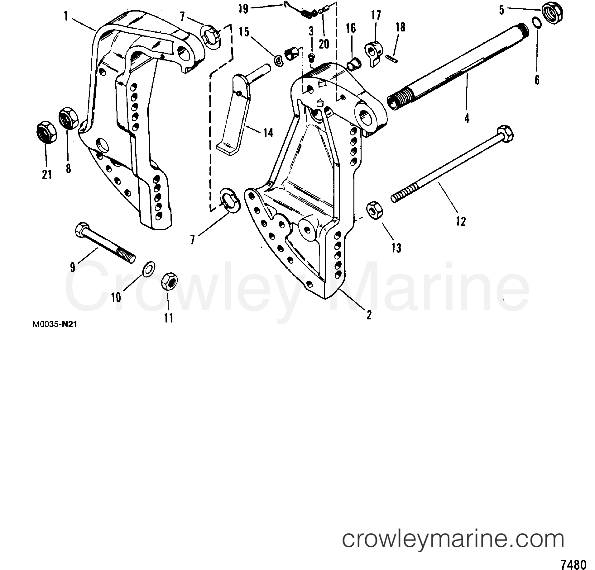 Serial Range Outboard 45 (4 CYL.) - 9466692 & Up [BEL] - TRANSOM BRACKET(POWER TRIM)