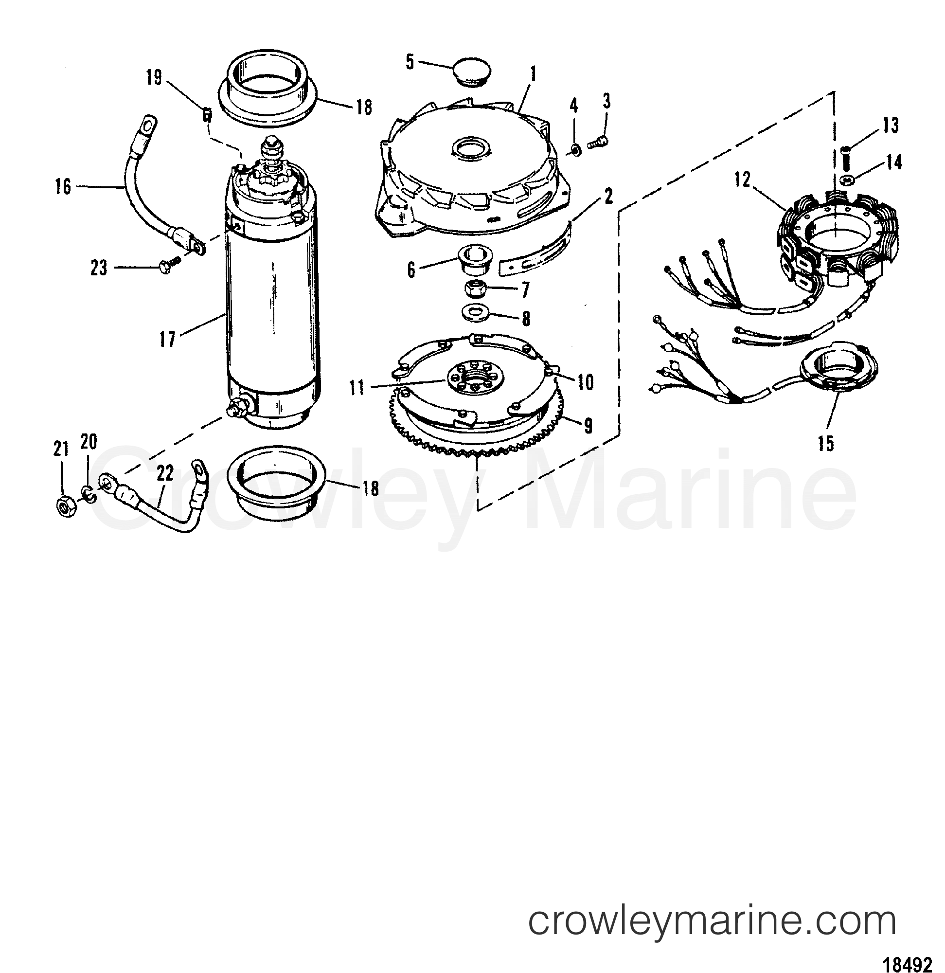 1989 Outboard 150MG2 [ELPTO] - 7150453PD - FLYWHEEL/STARTER MOTOR