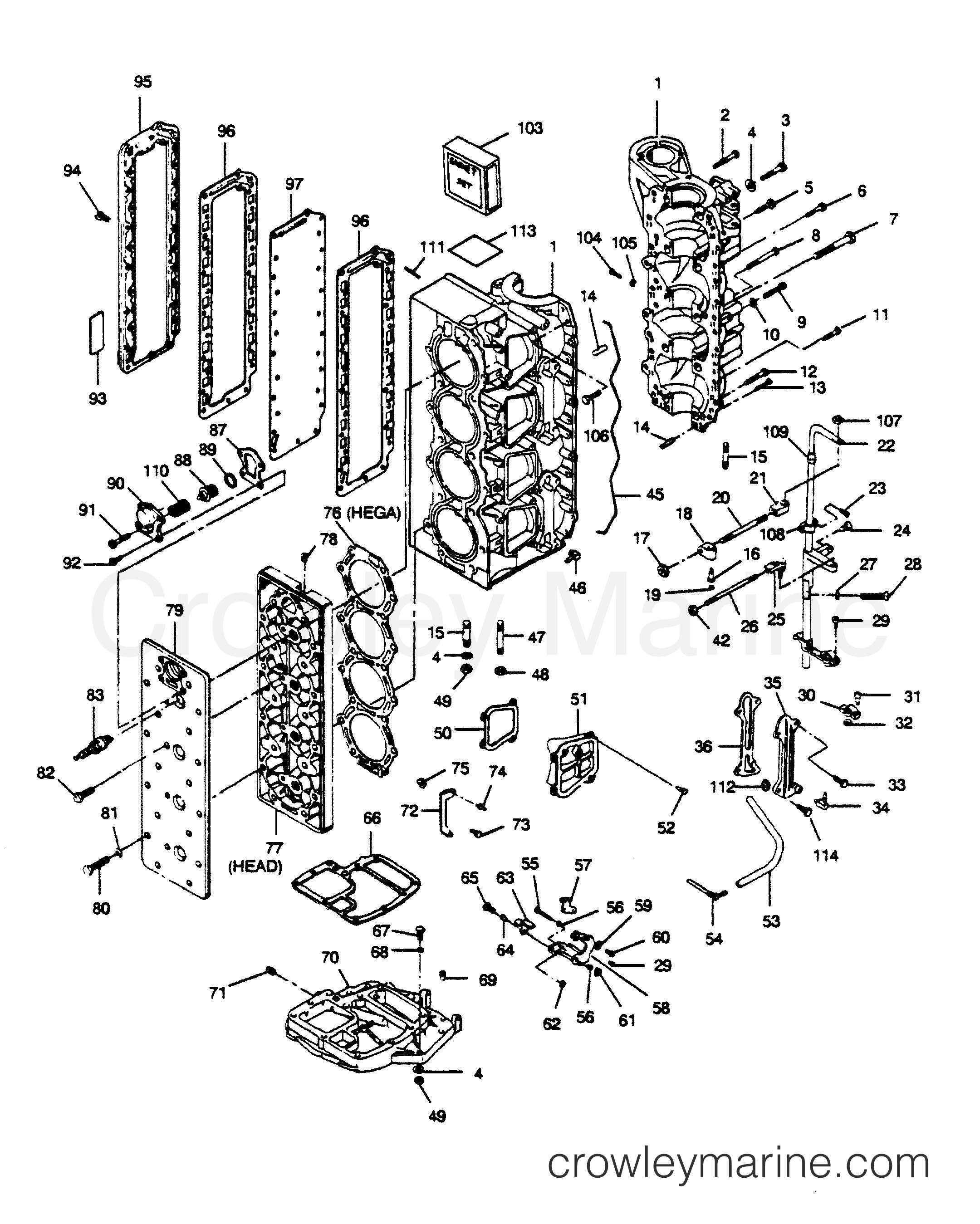 1989 Outboard 125 - 1251A9A [Force] - POWER HEAD