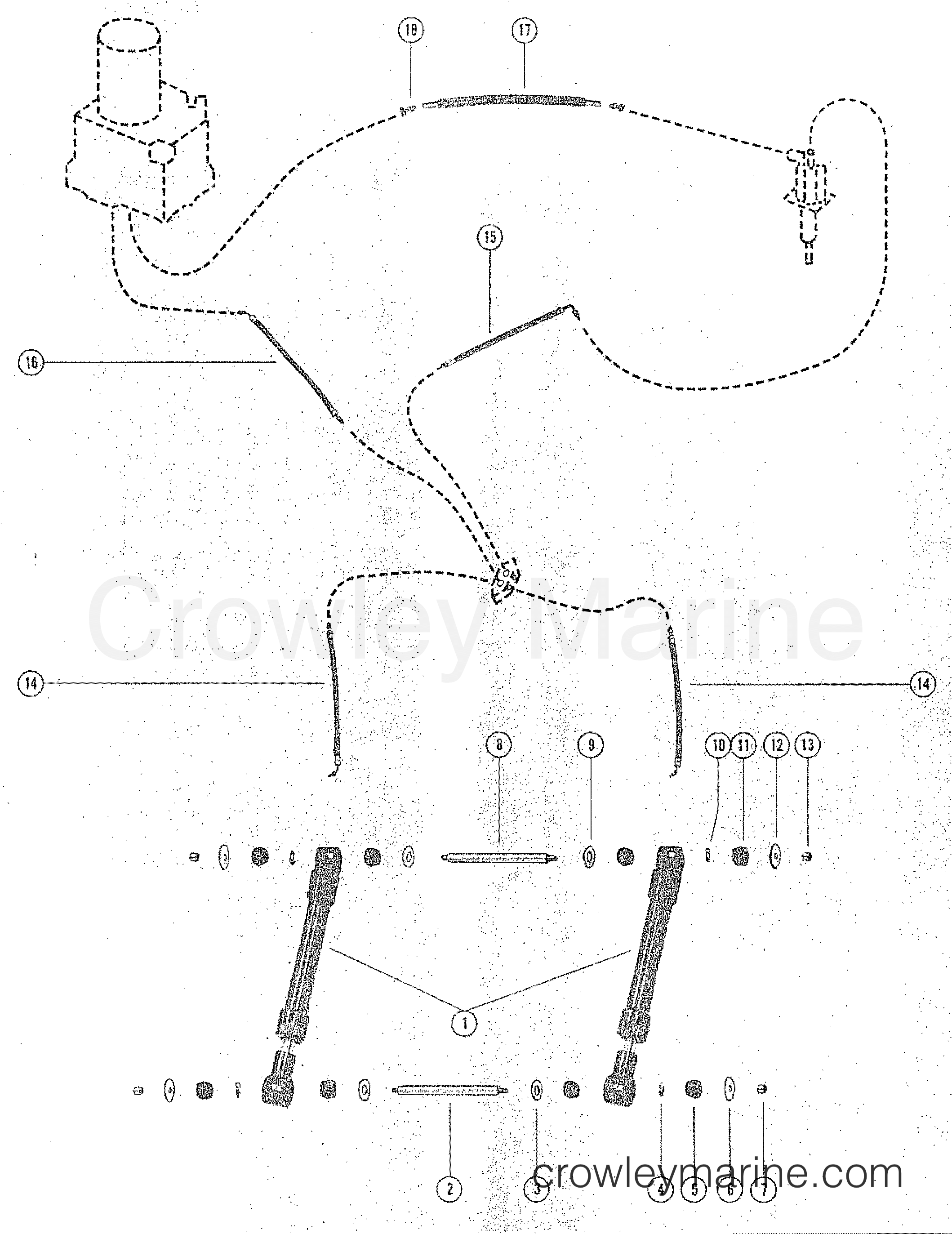 TRIM CYLINDERS AND HYDRAULIC HOSES Serial Range Stern Drive IITR 19731976 3377316 THRU