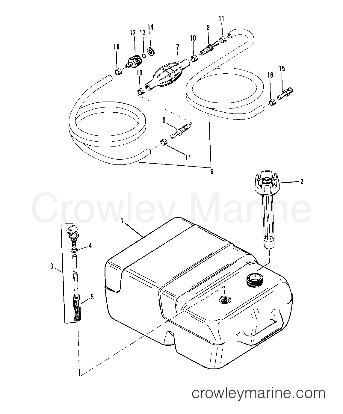 1993.5 Sears Outboard 9.9 - 225.581996 - FUEL TANK AND LINE
