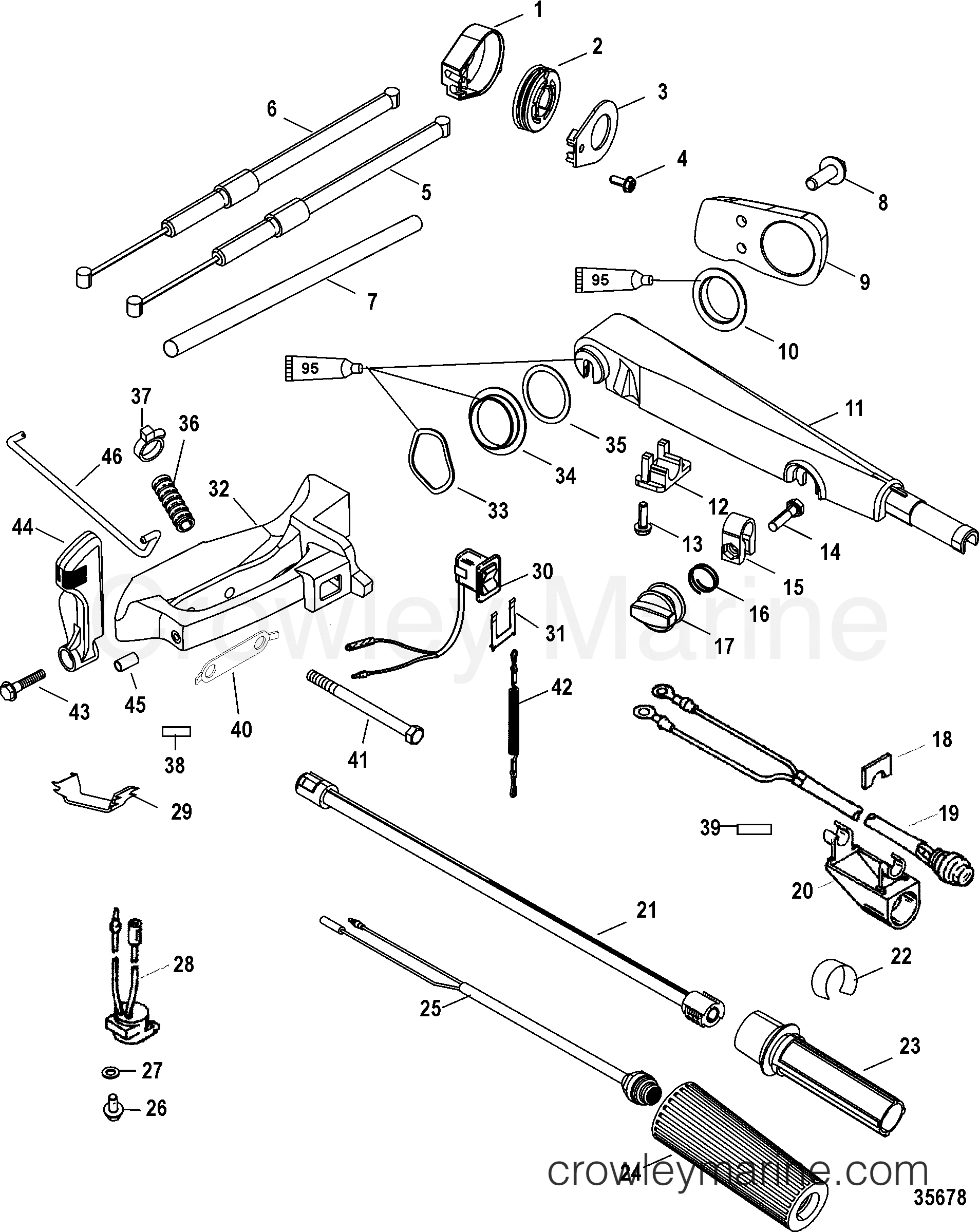 1998 Outboard 25 [ELPT 4] - 7F25412GD - TILLER HANDLE