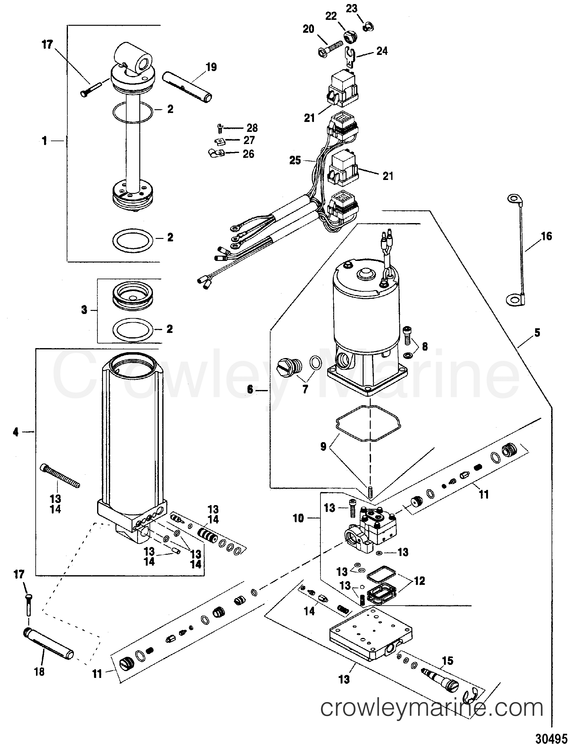 PUMP ASSEMBLYTRIM(830250A1 & 830250A3) Serial Range Outboard TRIM