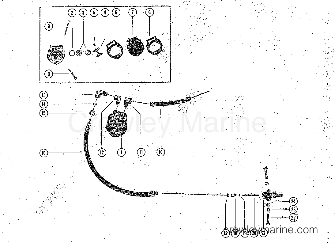 FUEL PUMP AND FUEL LINE ASSEMBLY Serial Range Outboard 100, 150, 200, 250 1290910 THRU 1499331