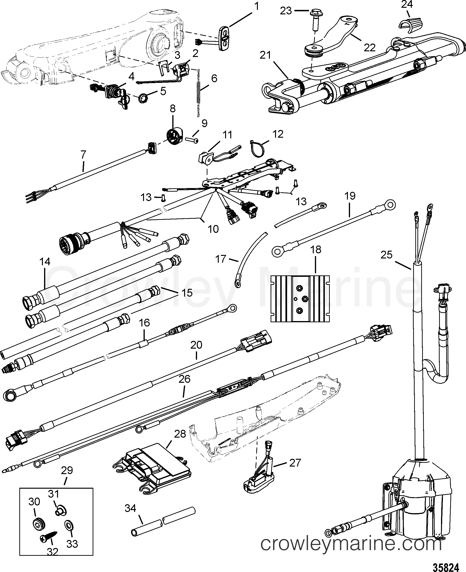 TILLER HANDLE KIT COMPONENTS(BIG TILLERPOWER STEER, DTS) Various