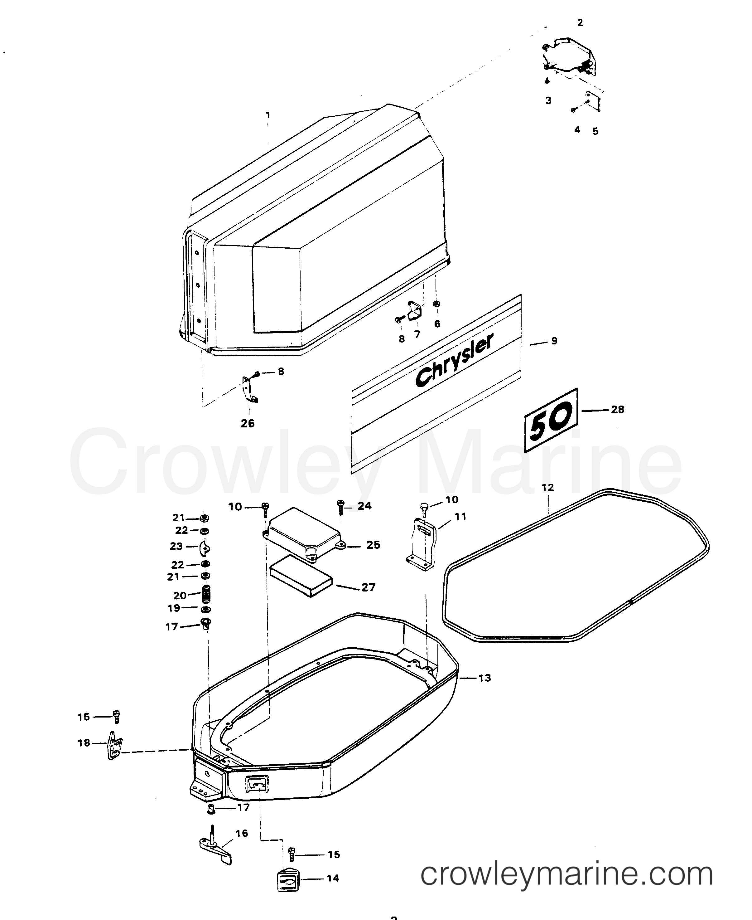 1982 Outboard 50 - 507B2B - ENGINE COVER AND SUPPORT PLATE