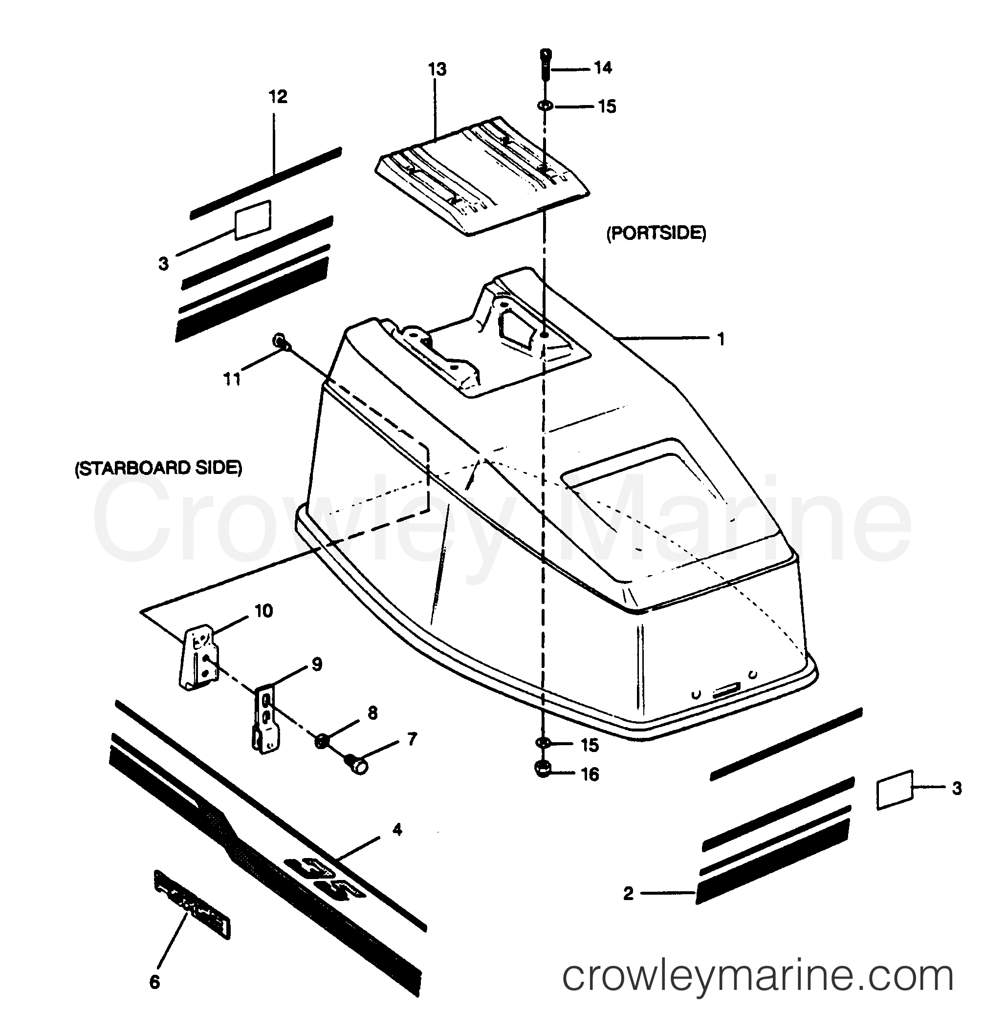 1989 Outboard 35 - 357F9C [Force] - ENGINE COVER (BLUE FIN MODELS)
