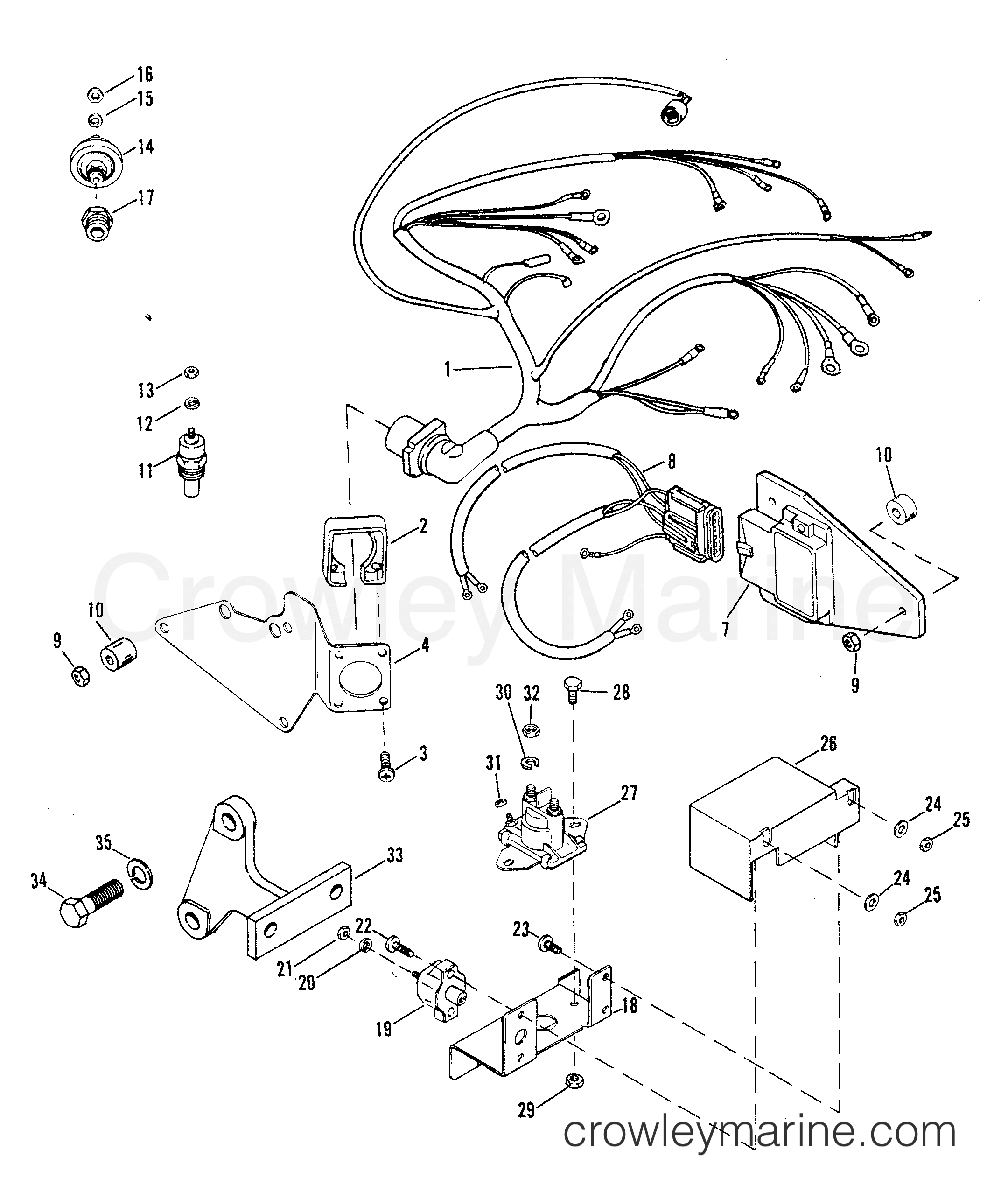 WIRING HARNESS AND ELECTRICAL COMPONENTS - 1990 Mercury Inboard Engine