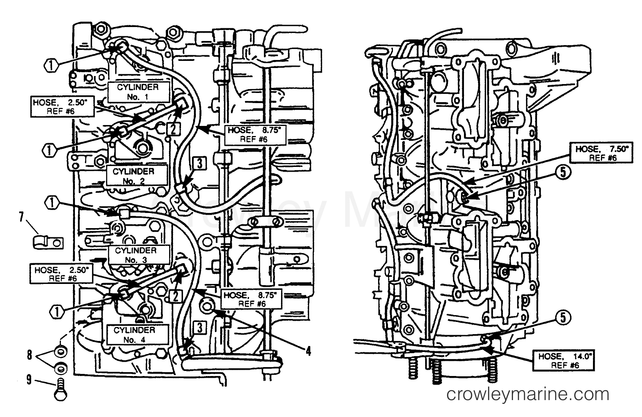 1991 Outboard 120 - H1208E91E [E] - RECIRCULATION SYSTEM (0E065372 - 0E093699)
