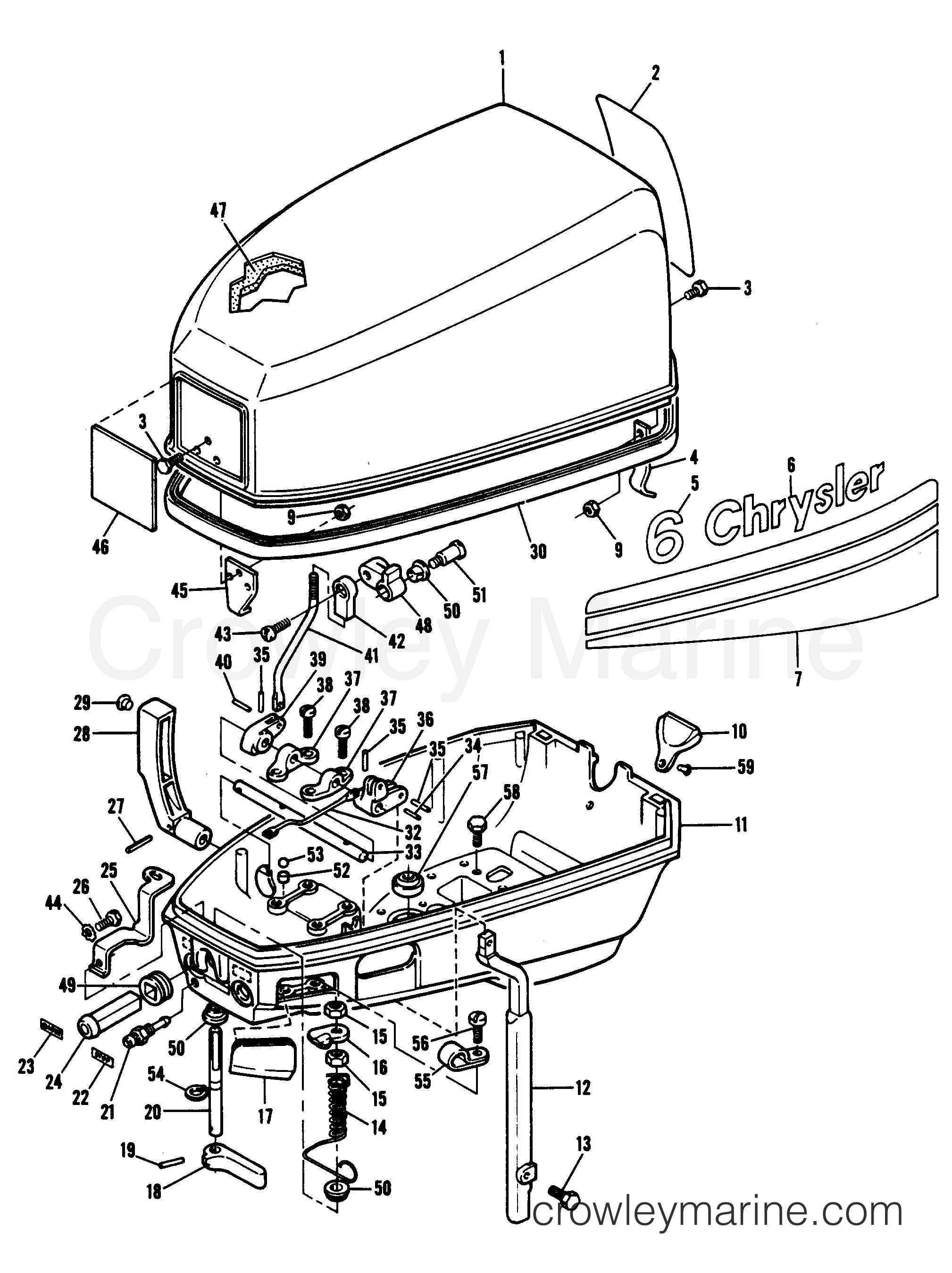 1978 Outboard 6 - 67B8A - ENGINE COVER AND SUPPORT PLATE