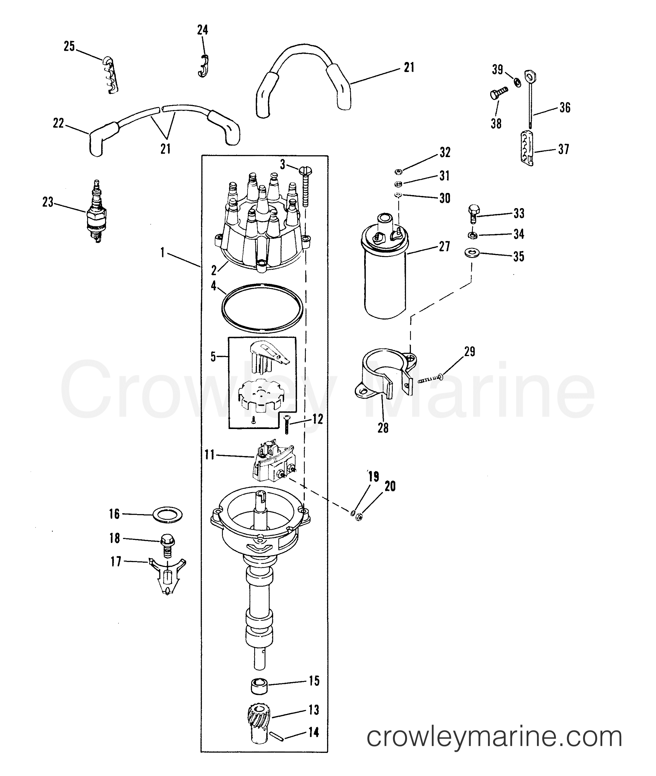1990 Inboard Engine 8.2L - 38232E7AS - DISTRIBUTOR AND IGNITION COMPONENTS
