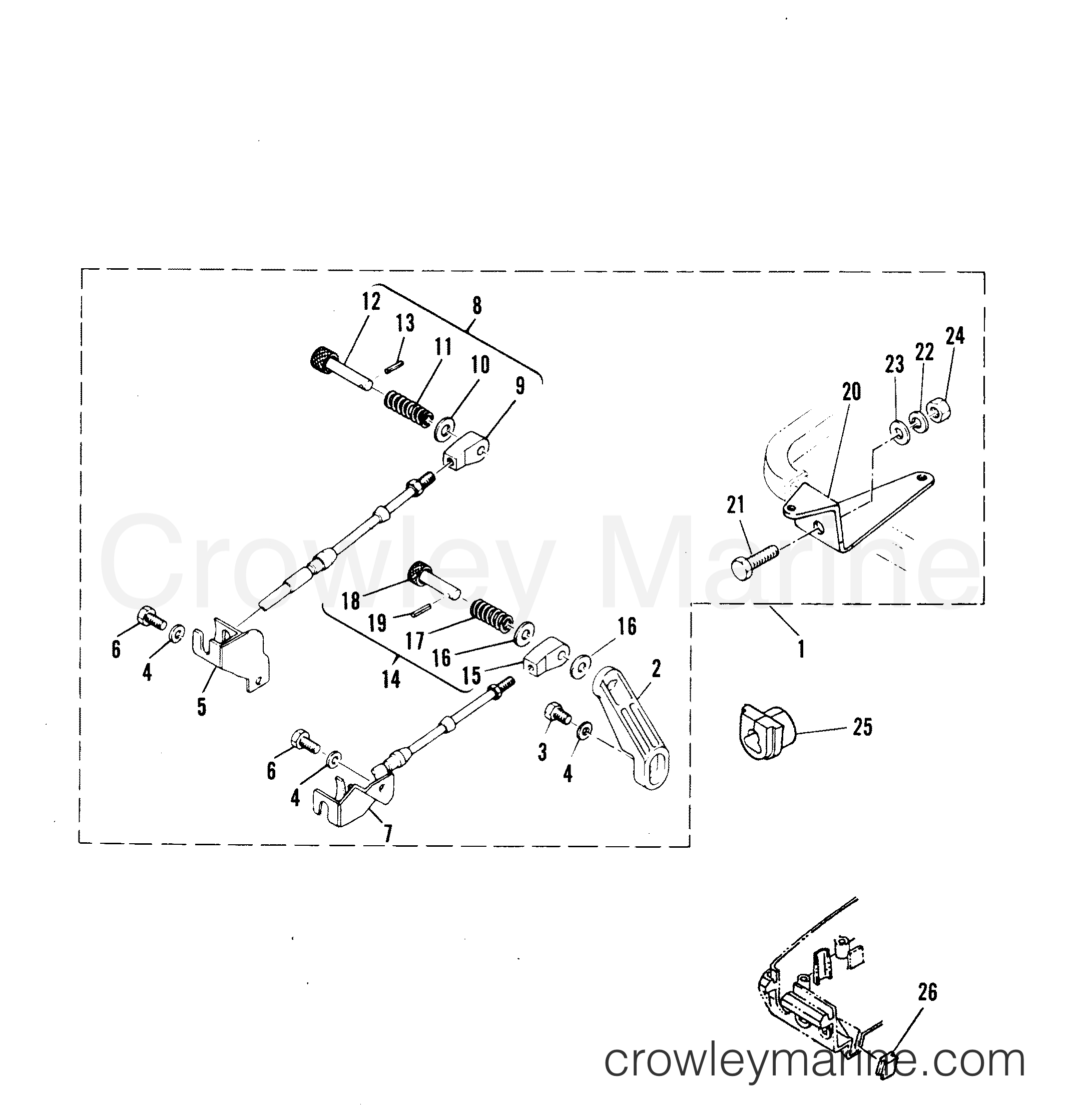 Serial Range Outboard 40B (CDI IGNITION/THRU PROP. EXHAUST) - 676-B102786 AND UP      (E) - REMOTE CONTROL ATTACHING KIT