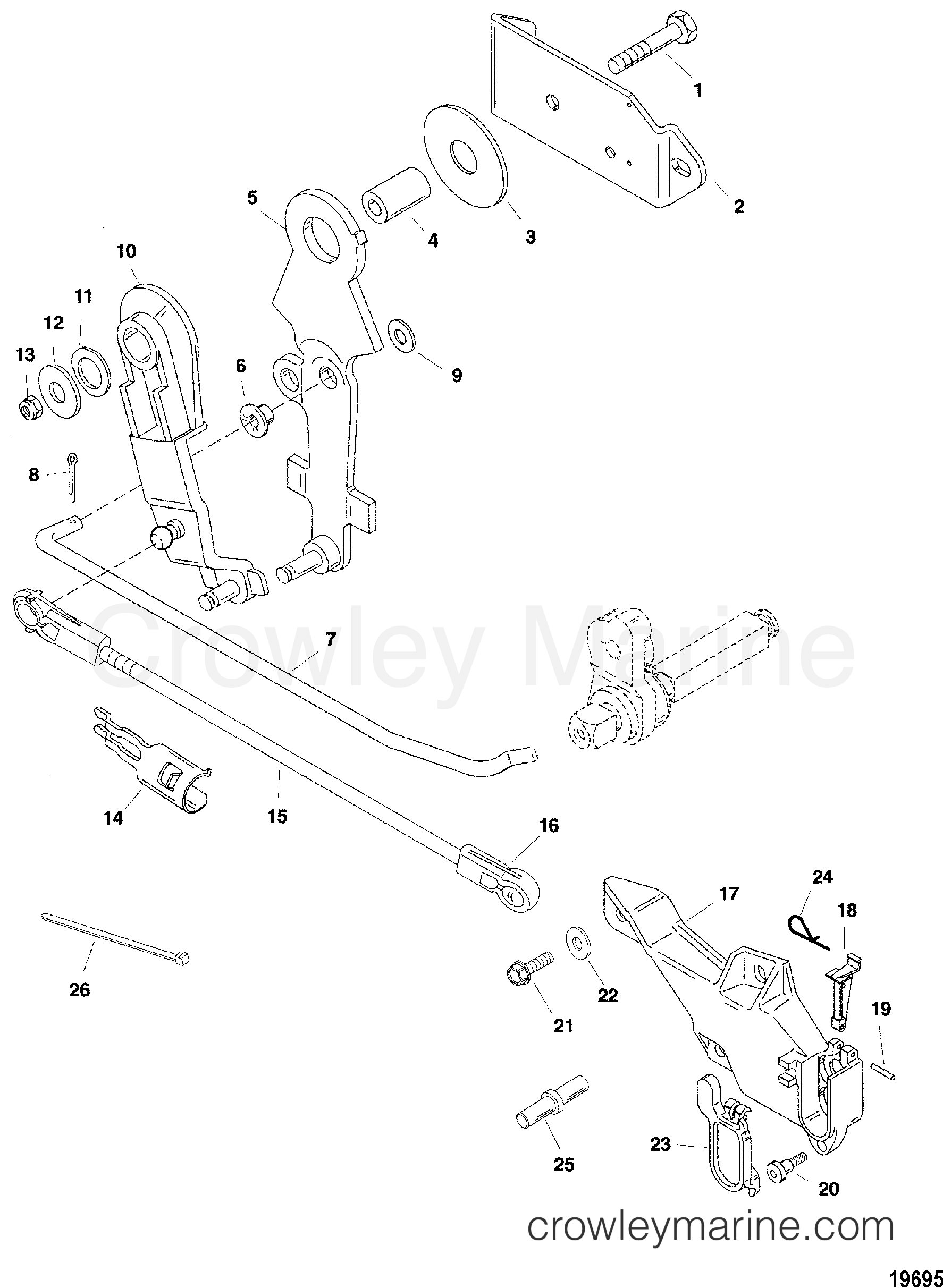 1998 Outboard 9.9 [ELRC] - 7010312GD - REMOTE CONTROL ATTACHING COMPONENTS