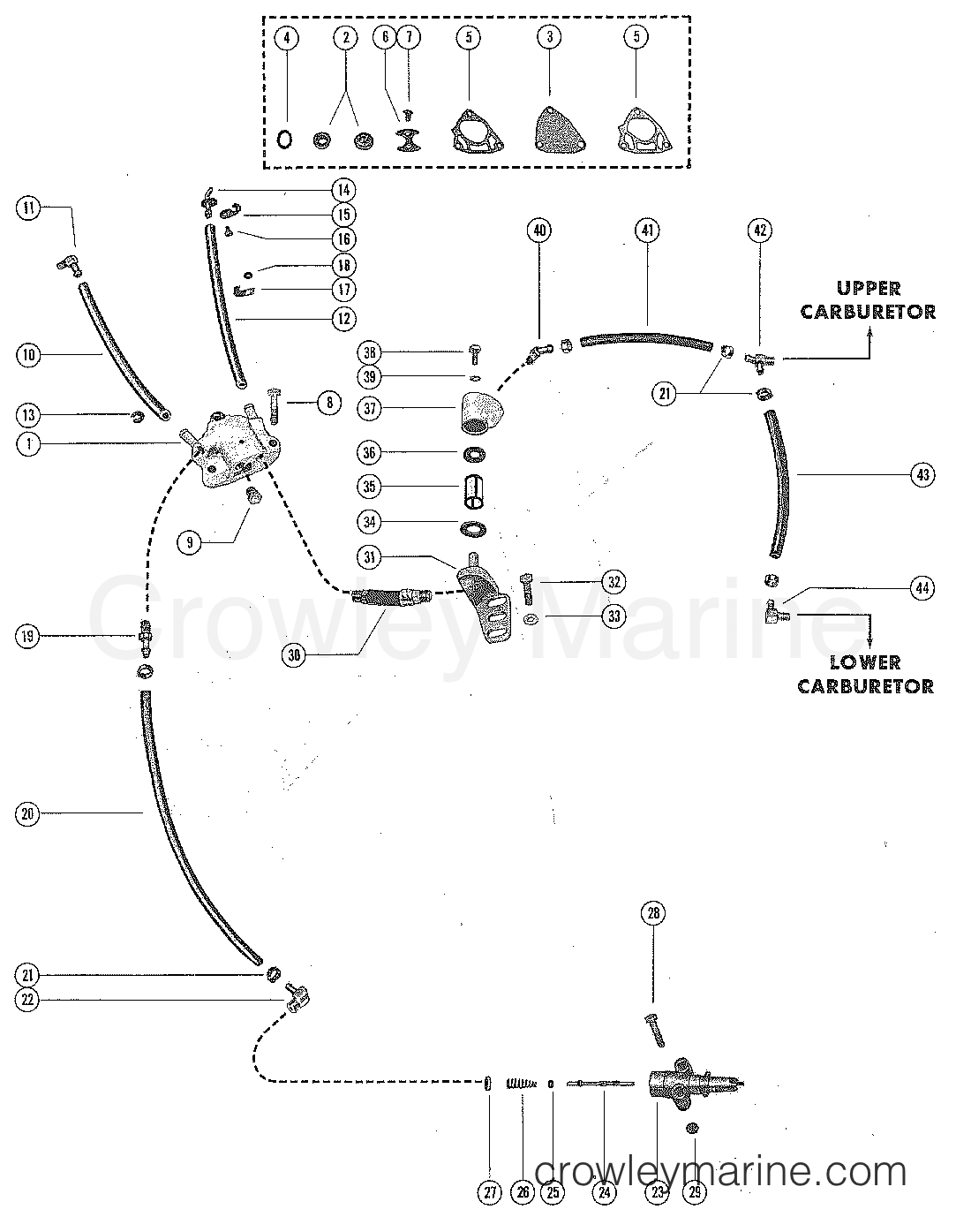 FUEL PUMP, FUEL FILTER AND FUEL LINES (SERIAL GROUP NO. 13) 1975