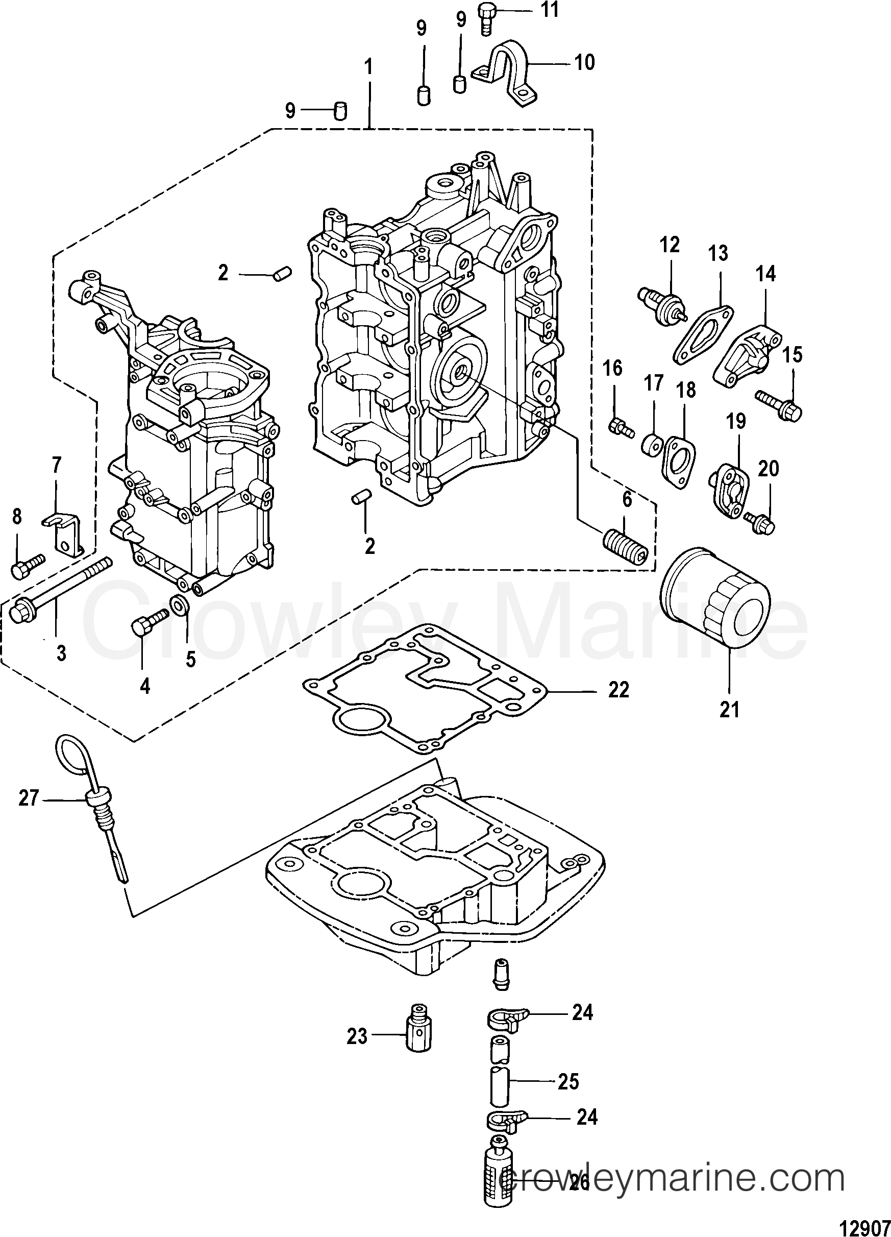 CYLINDER BLOCK - 2006 Outboard 25EFI [ML 4] 1A25213FK | Crowley Marine