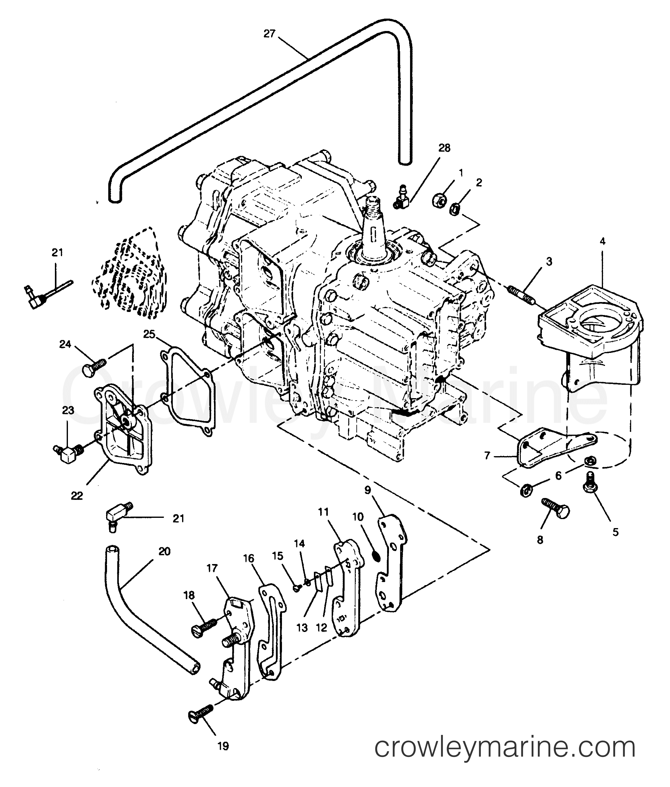 1992 Outboard 50 - 507E92A [Force] - RECIRCULATION SYSTEM AND STARTER BRACKETS