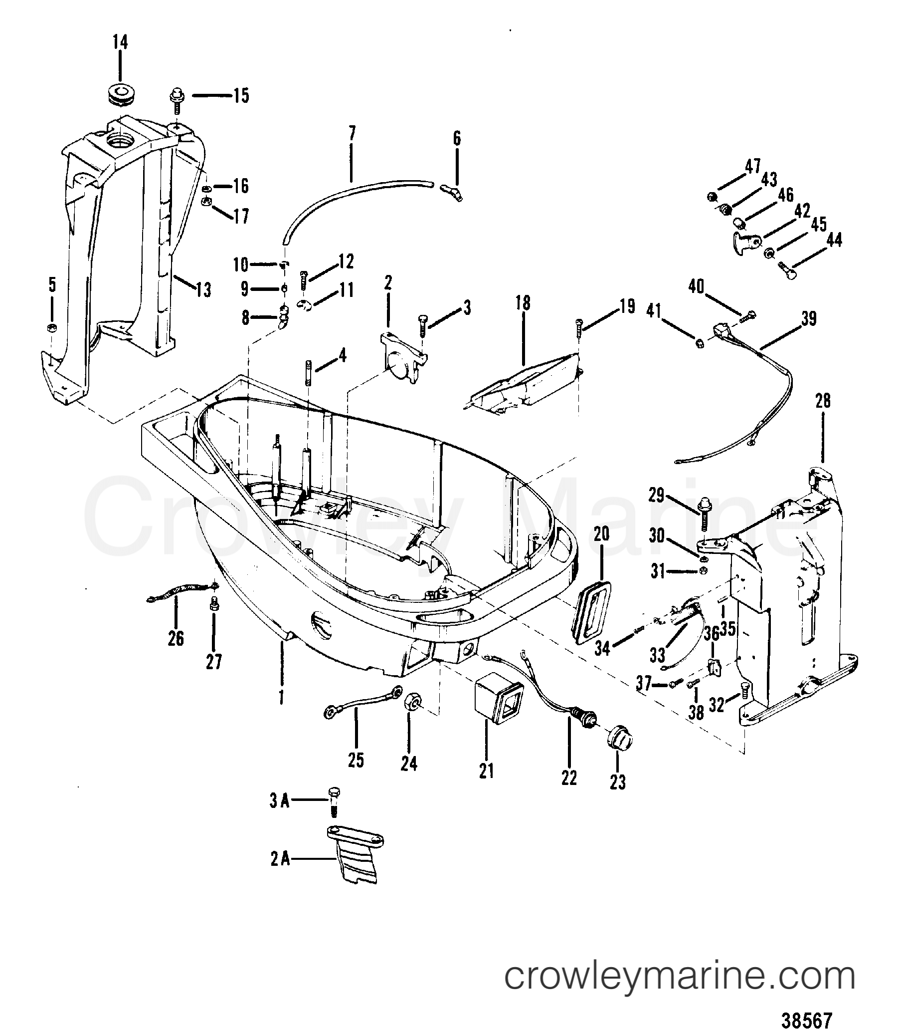 1982 Outboard 50 [ML] - 1050222 - BOTTOM COWL AND SUPPORT BRACKETS