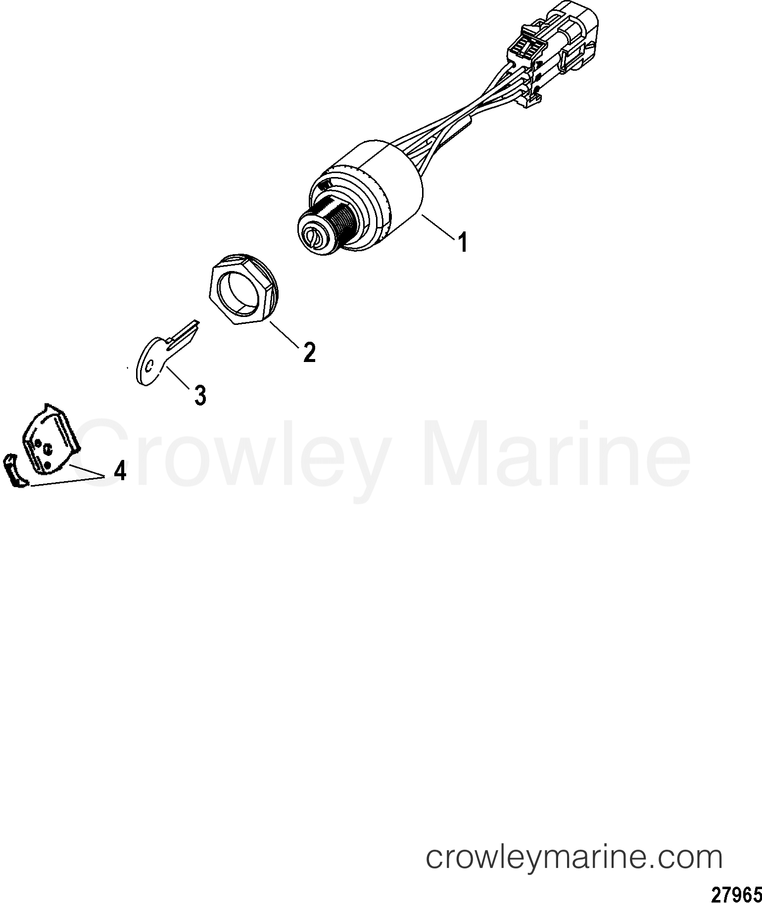 KEY SWITCH ASSEMBLY(893449A01) - Various Years Rigging Electrical 1994 ...