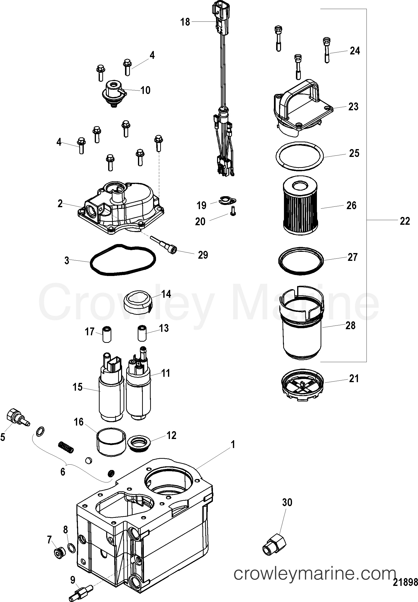 1998 Inboard Engine 8.1L [MPI HORIZ] - 30810103T - FUEL MODULE COMPONENTS