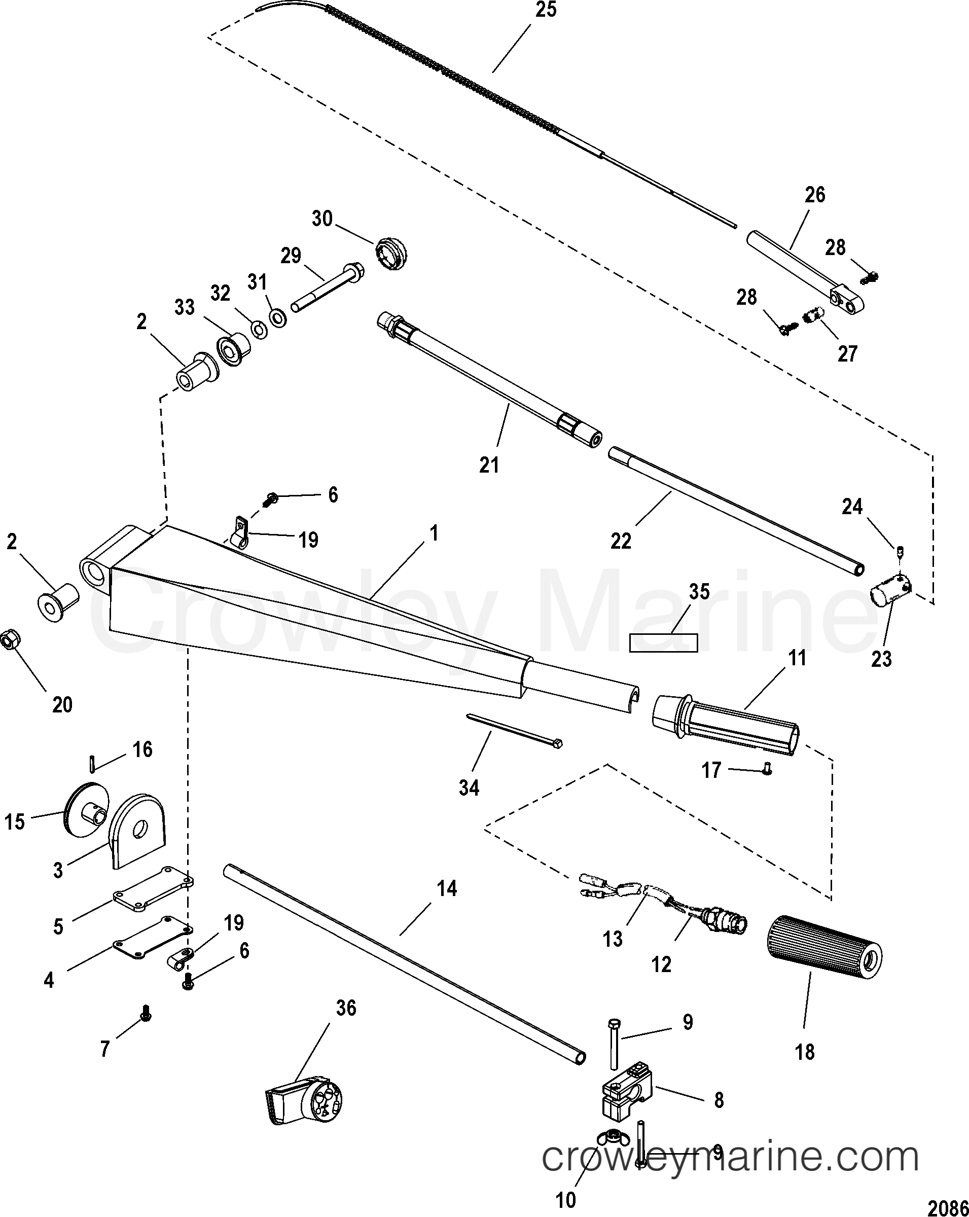 2004 Outboard 75 [ELPT 4] - 1F75412CD - STEERING HANDLE KIT