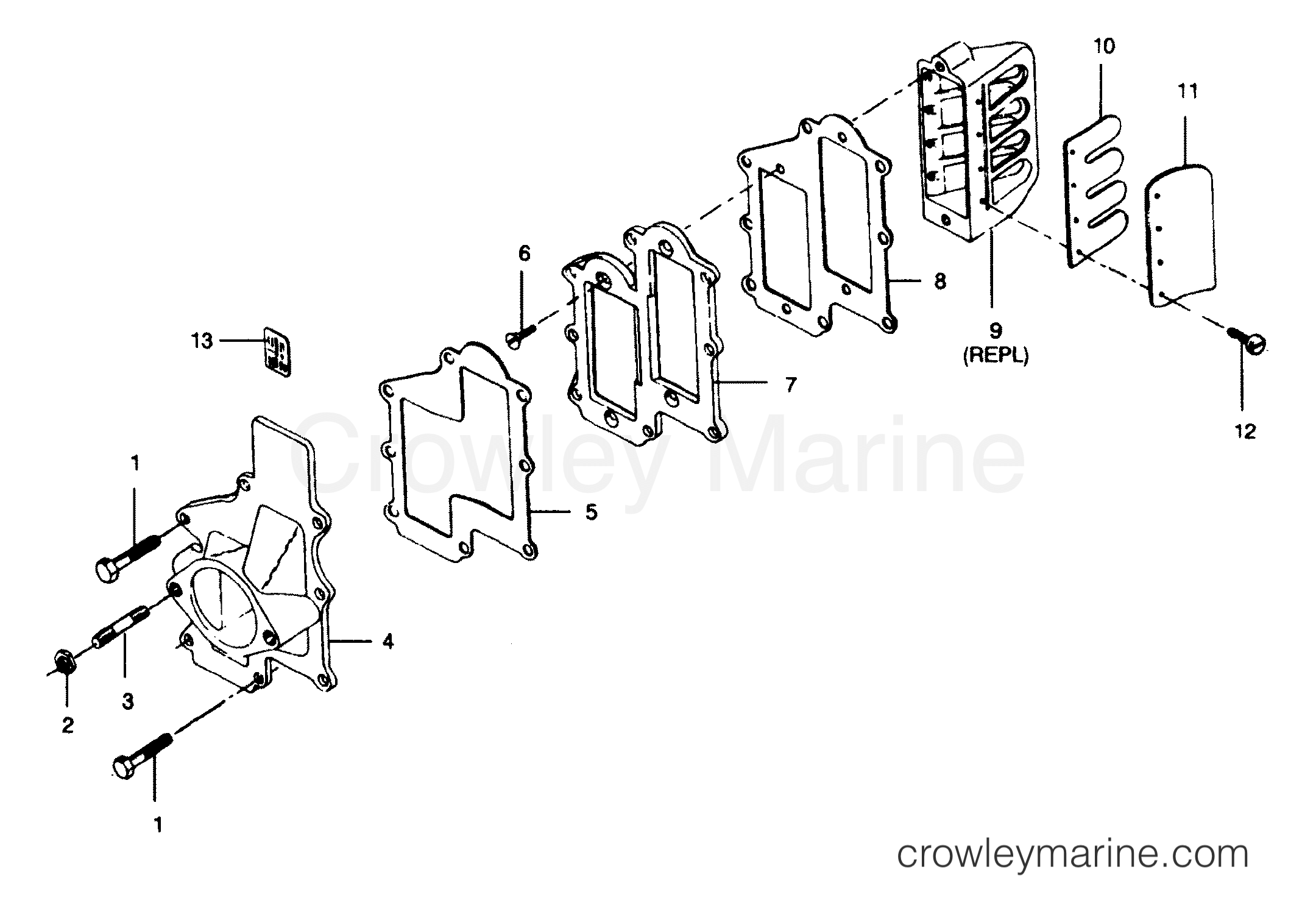 1992 Outboard 50 - 507E92A [Force] - REED PLATE AND ADAPTER FLANGE