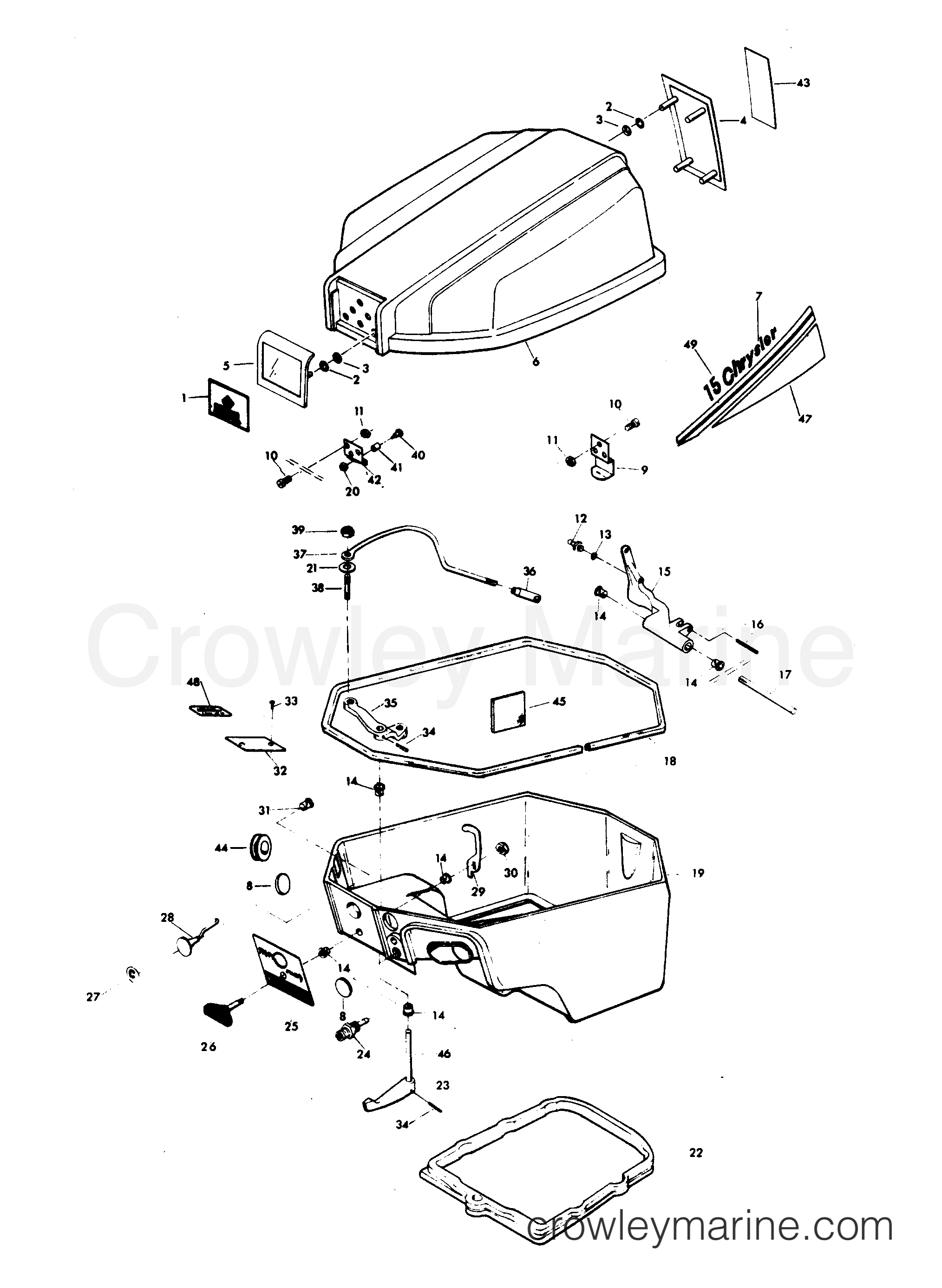 1978 Outboard 15 - 153B8D - ENGINE COVER AND SUPPORT PLATE (ALTERNATOR MODELS)