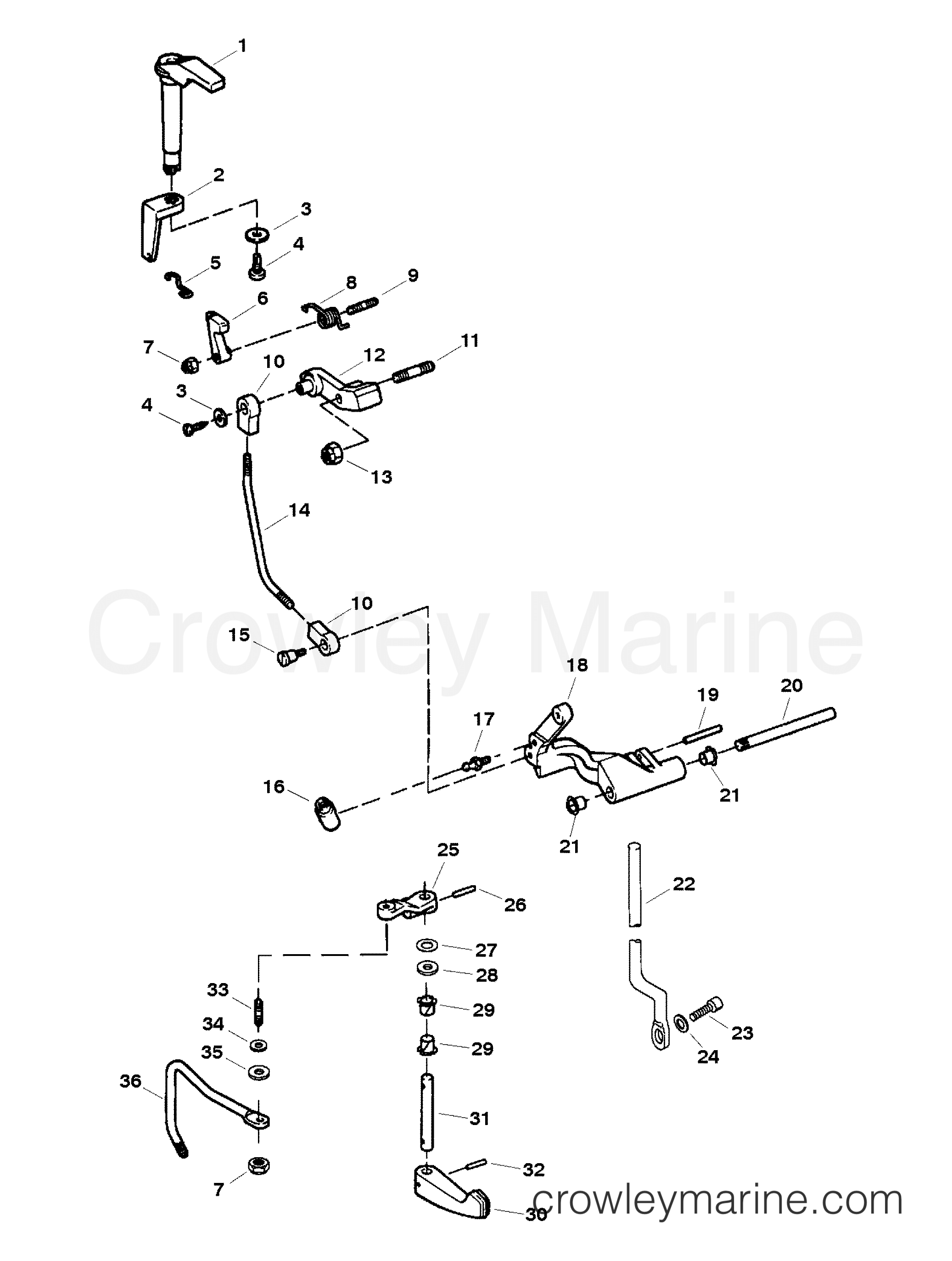 1997 Outboard 25 - H025201TS [MH] - SHIFT LINKAGE
