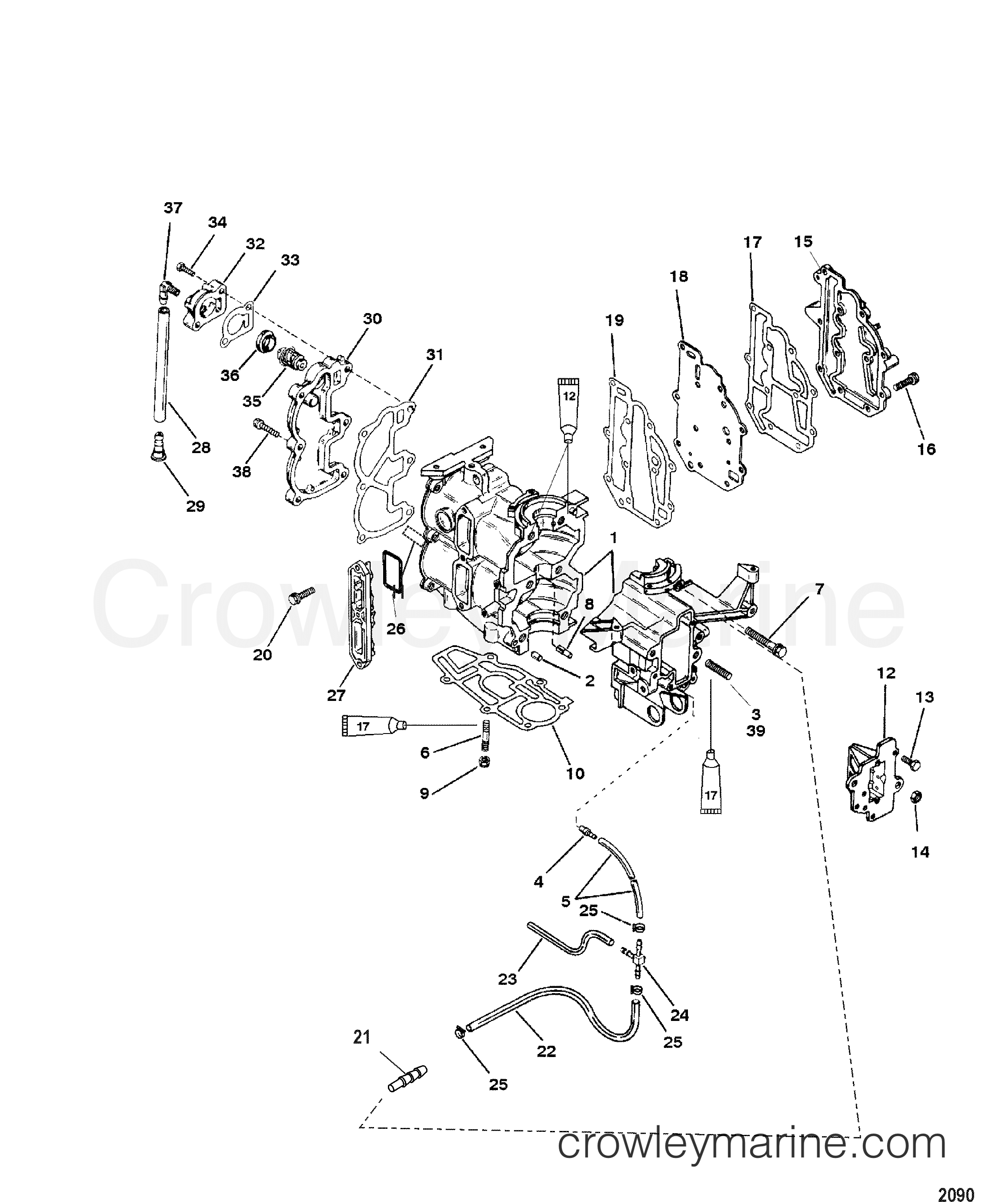 2000 Outboard 10 [EL] - 7011312JB - CYLINDER BLOCK AND COVERS