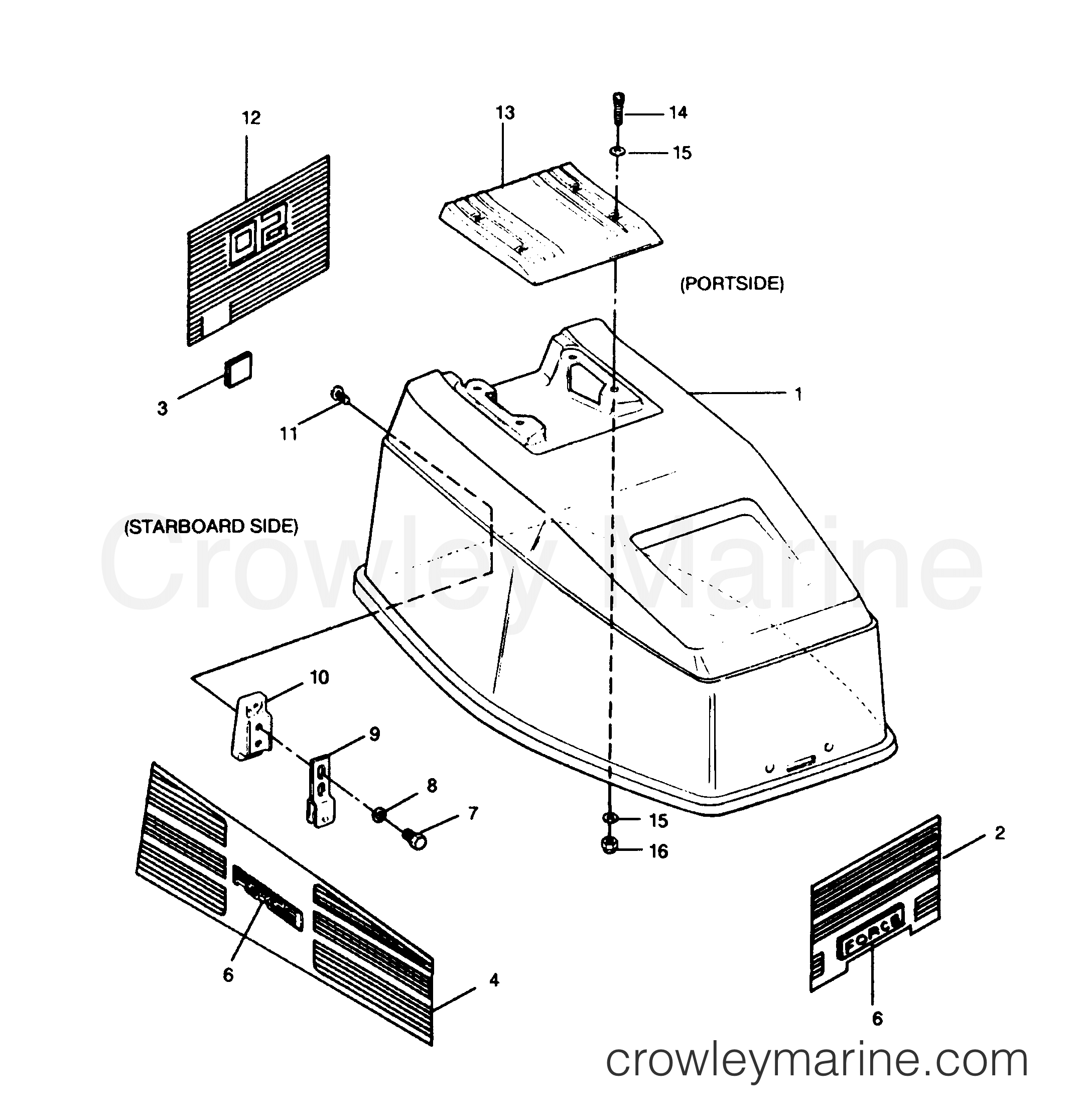 1991 Outboard 50 - 507X91C [Force] - ENGINE COVER MAXUM MODELS