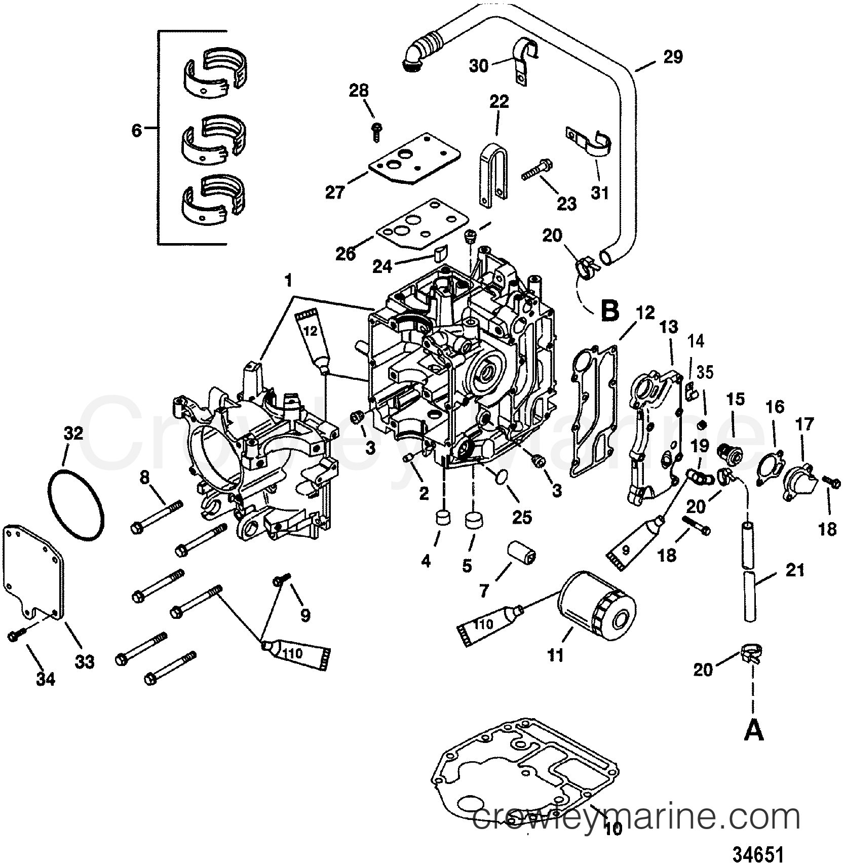 CYLINDER BLOCK - 2000 Outboard 25 [E/BF 4] 7F25302JB | Crowley Marine
