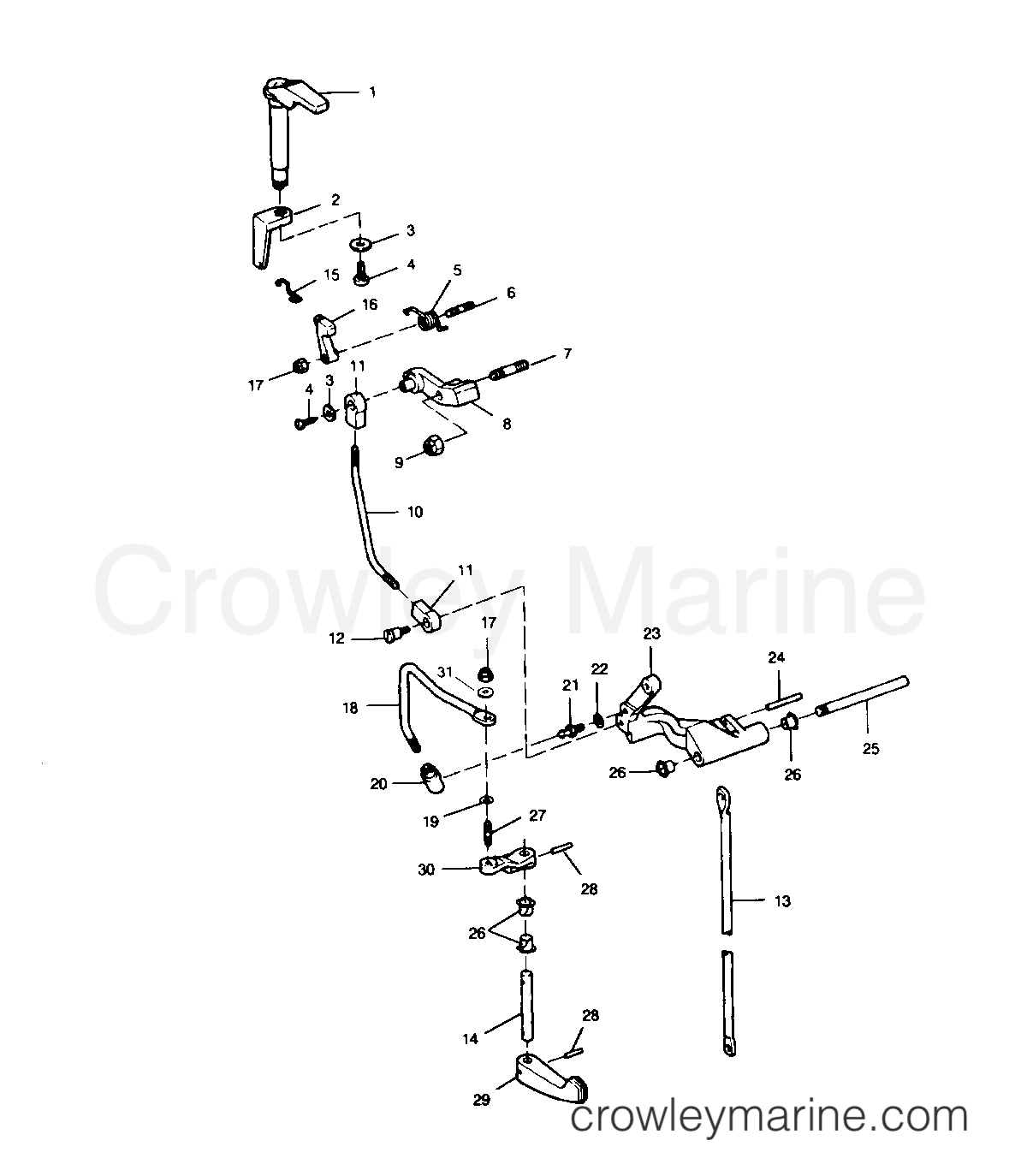 1993.5 Sears Outboard 9.9 - 225.581986 - SHIFT LINKAGE