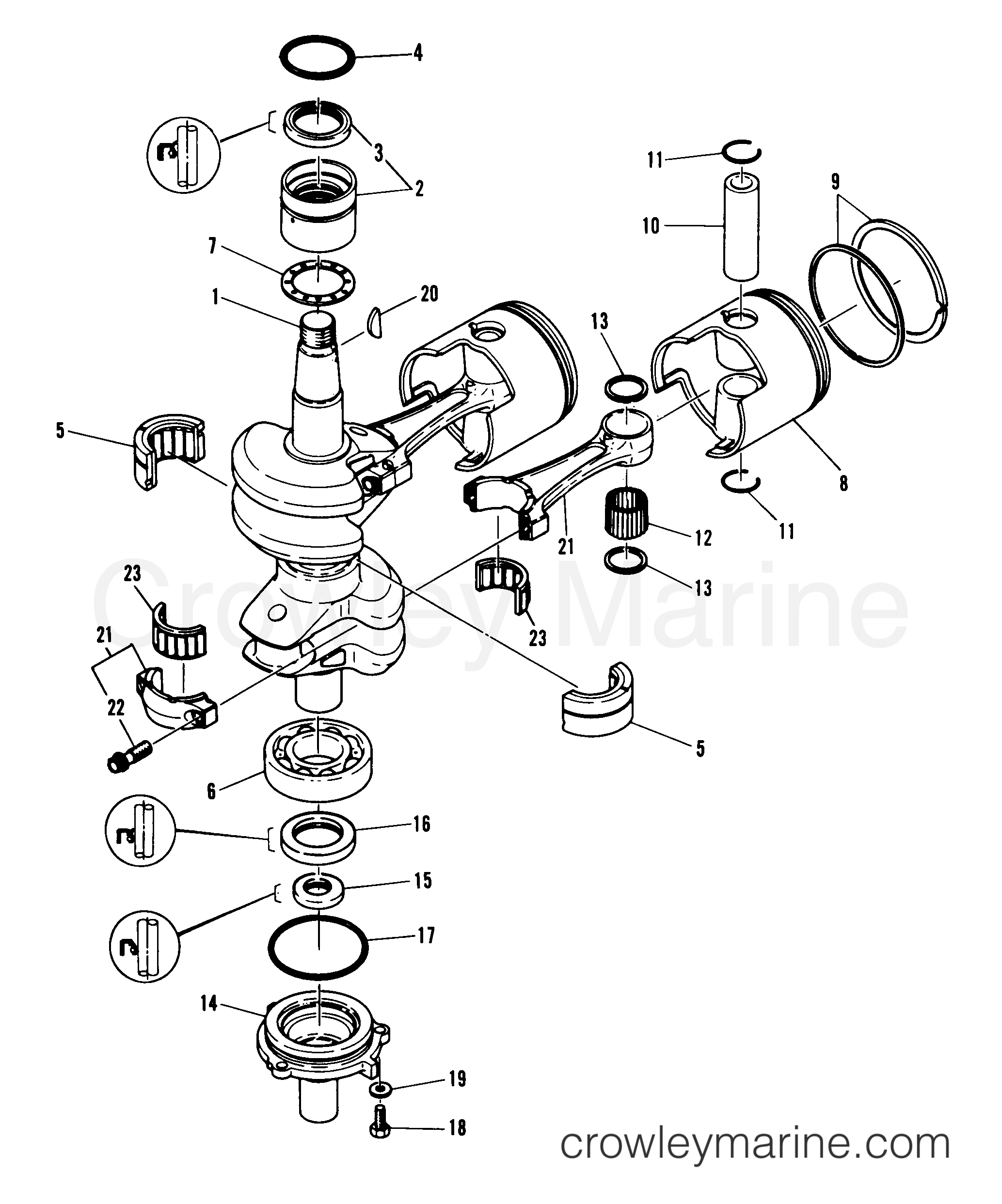 1982 Outboard 60 [EL] - 7060522 - CRANKSHAFT AND PISTON