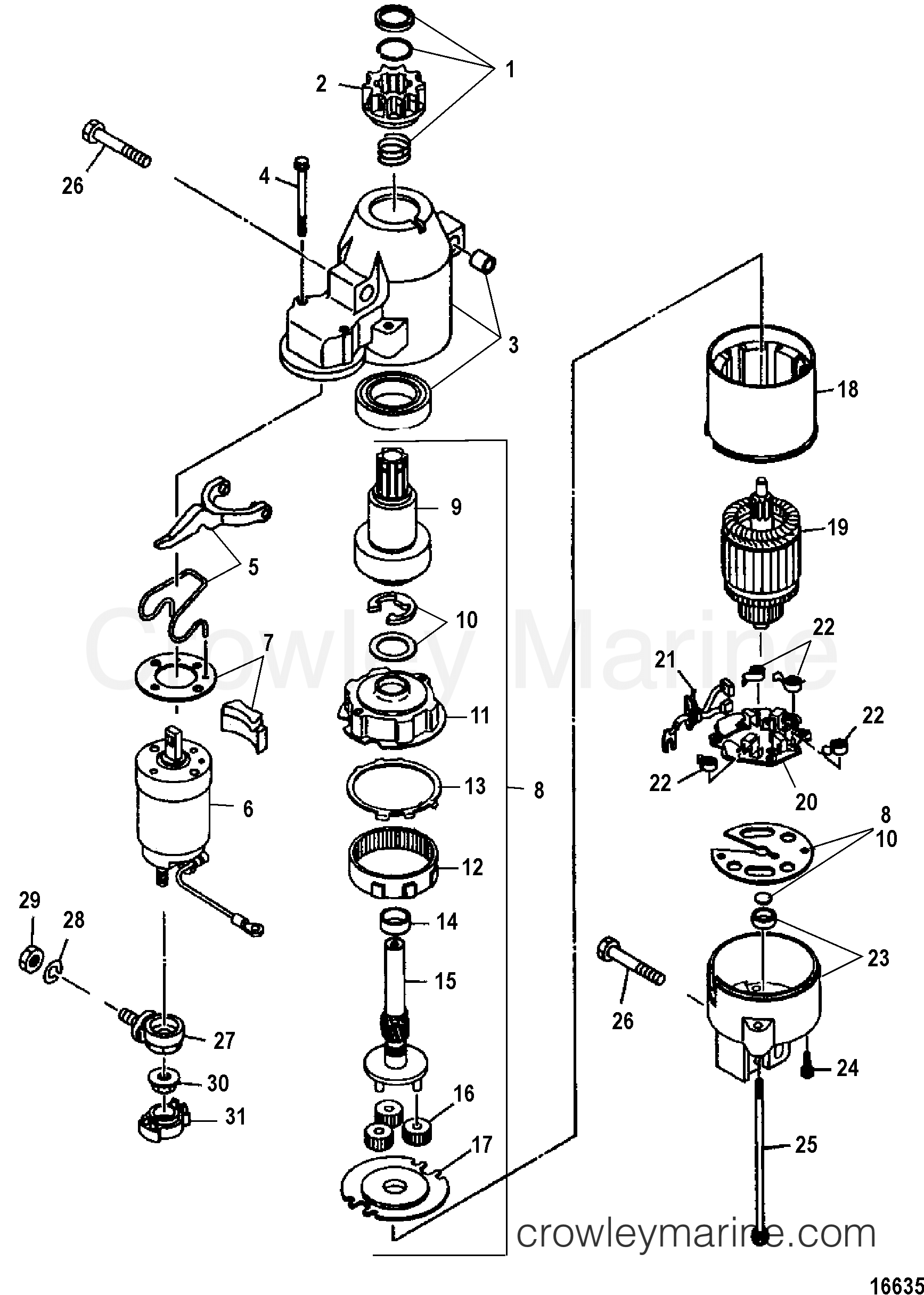 STARTER MOTOR 2005 Outboard 75EFI [ELPT 4] 7F75413TD Crowley Marine