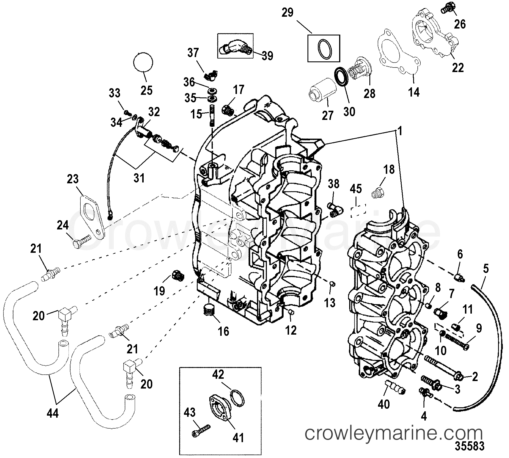 1998 Outboard 60 [ELO] - 7060312GD - CYLINDER BLOCK
