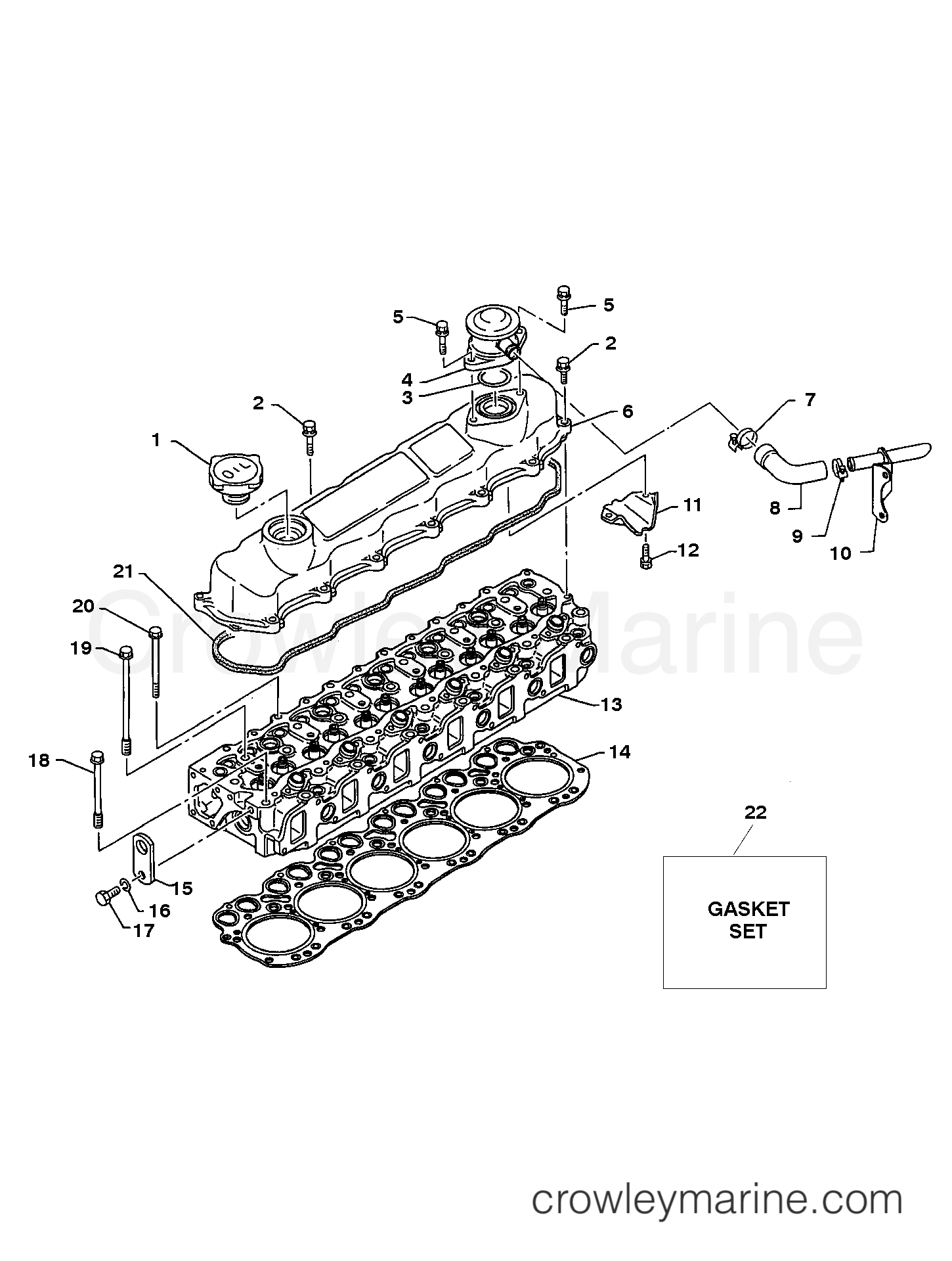 CYLINDER HEAD COMPONENTS Serial Range Stern Drive EH700 (175/220HP