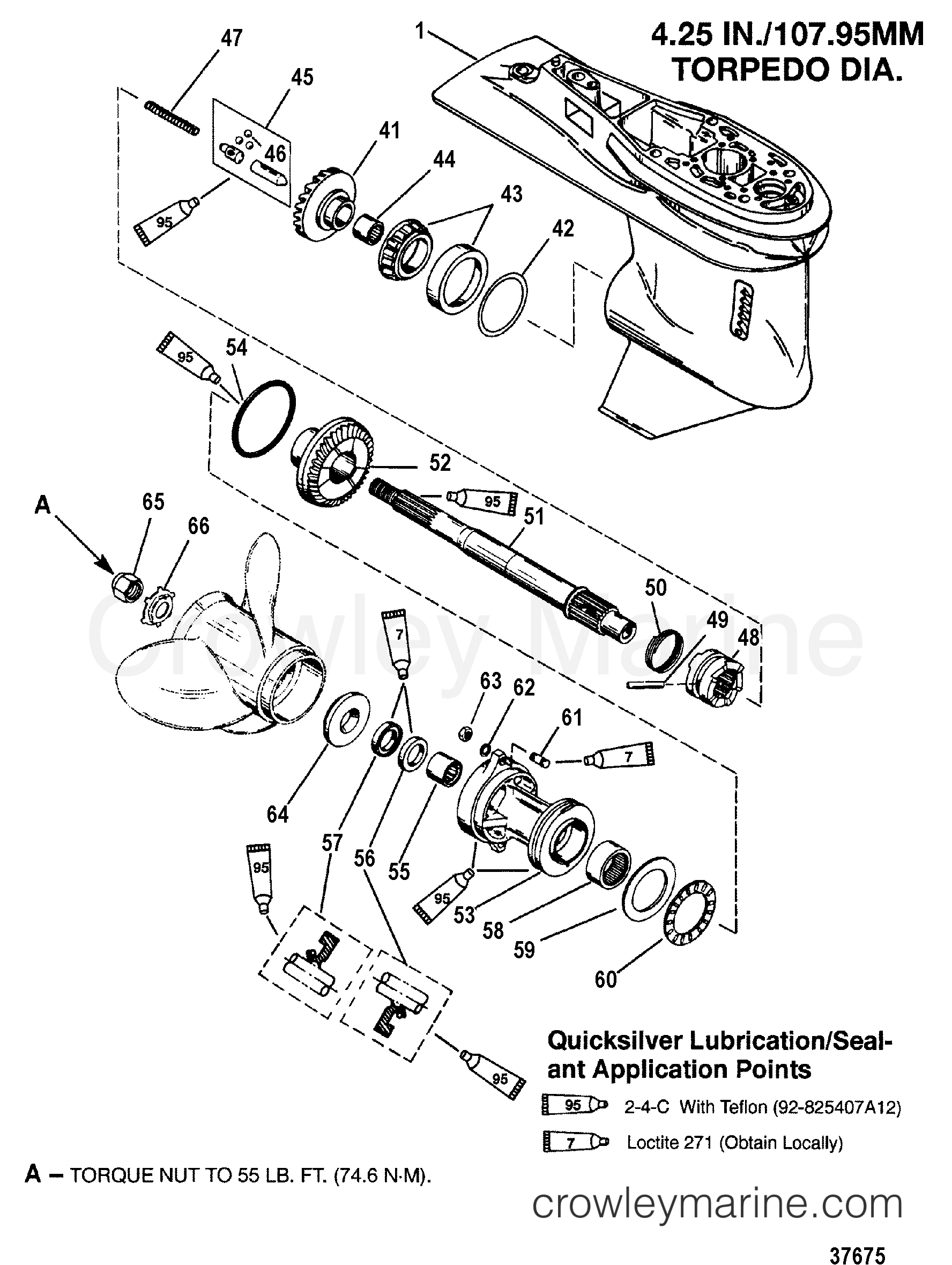 GEAR HOUSING(PROPELLER SHAFT)(2.311 GEAR RATIO) 1995 Outboard 50 [ELPT 4] 7F50412DD Crowley