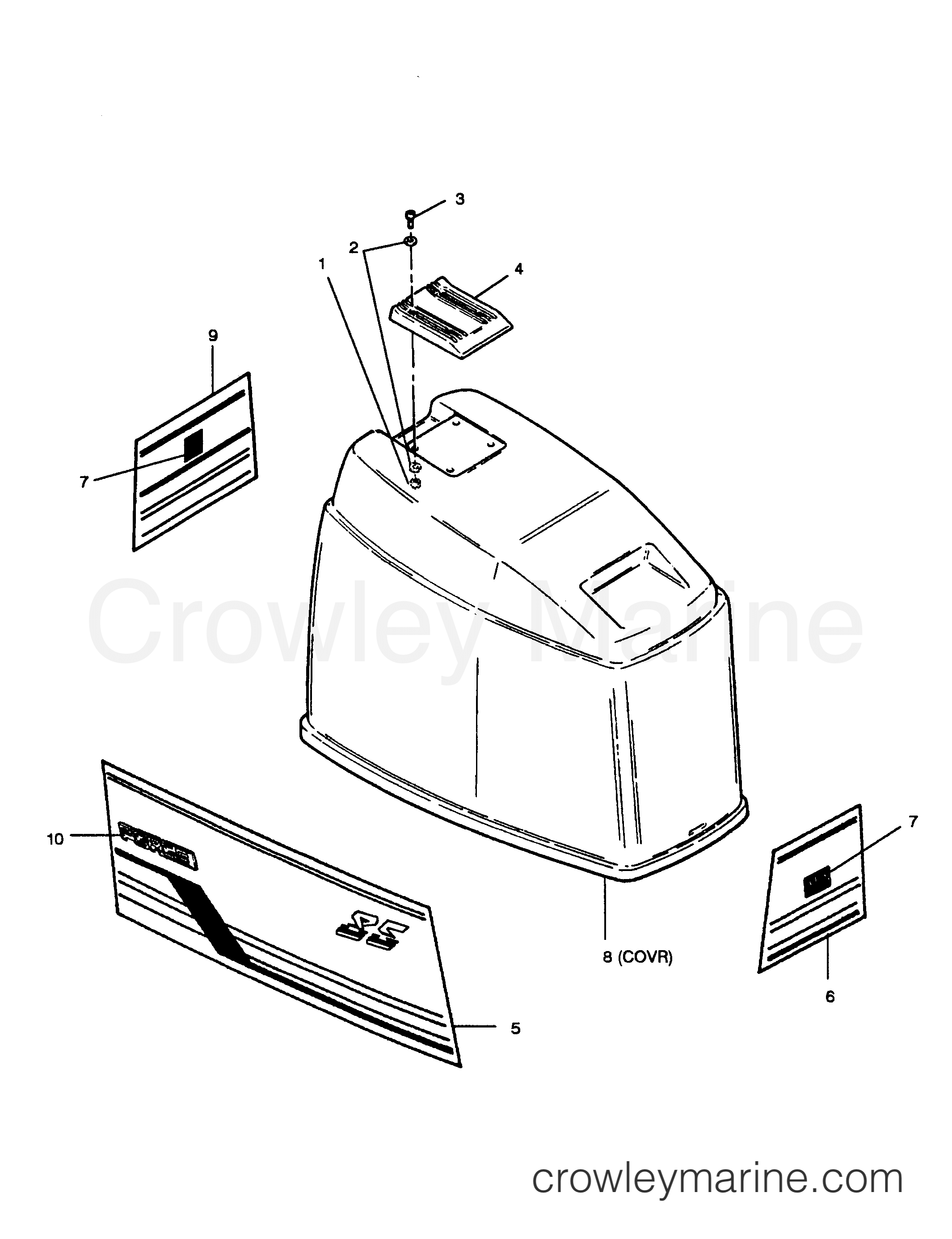 1989 Outboard 85 - 0C858F9B [Force] - ENGINE COVER FORCE MODELS