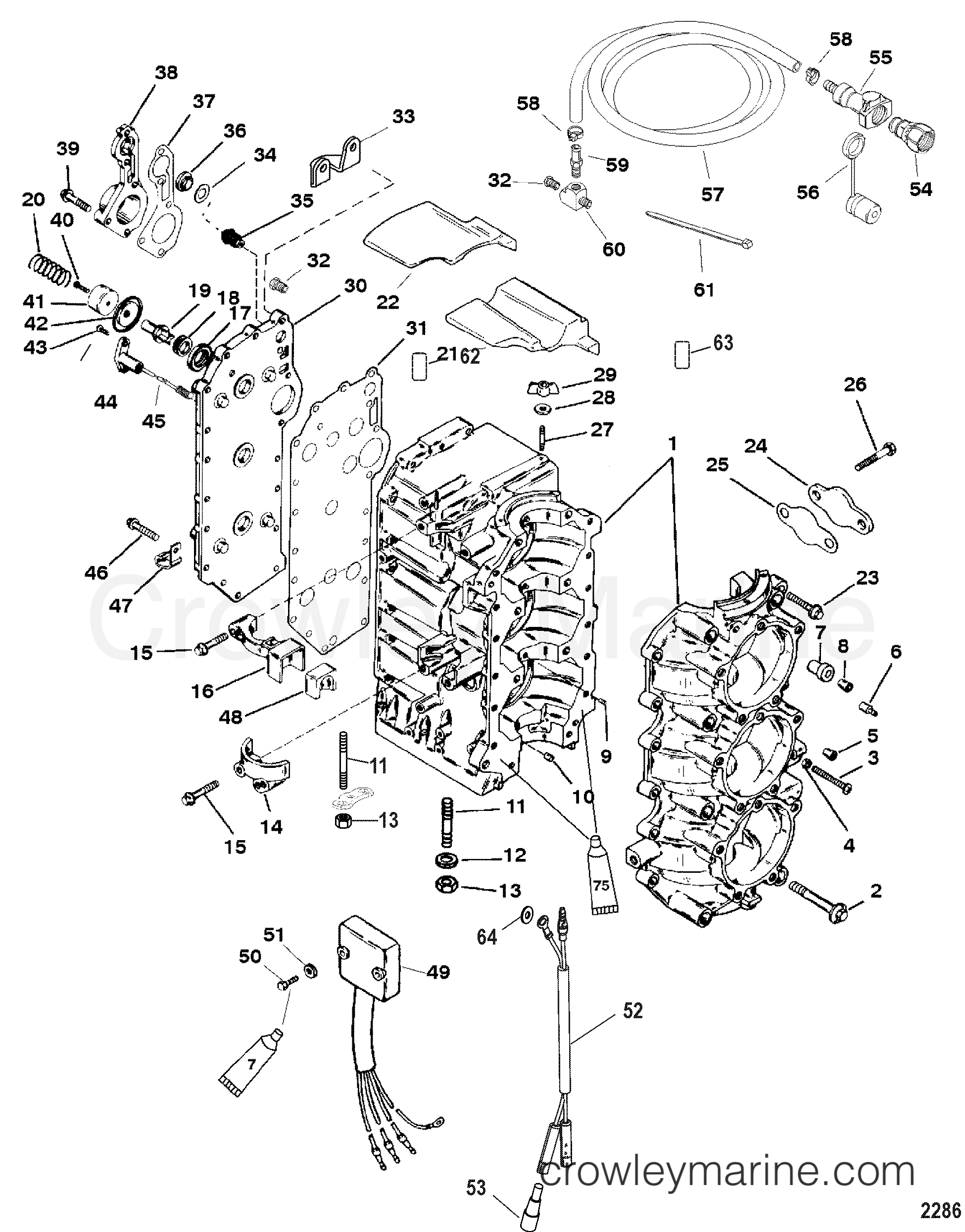 CYLINDER BLOCK - 1999 Outboard 75 [ELHPTO] 7075411HD | Crowley Marine