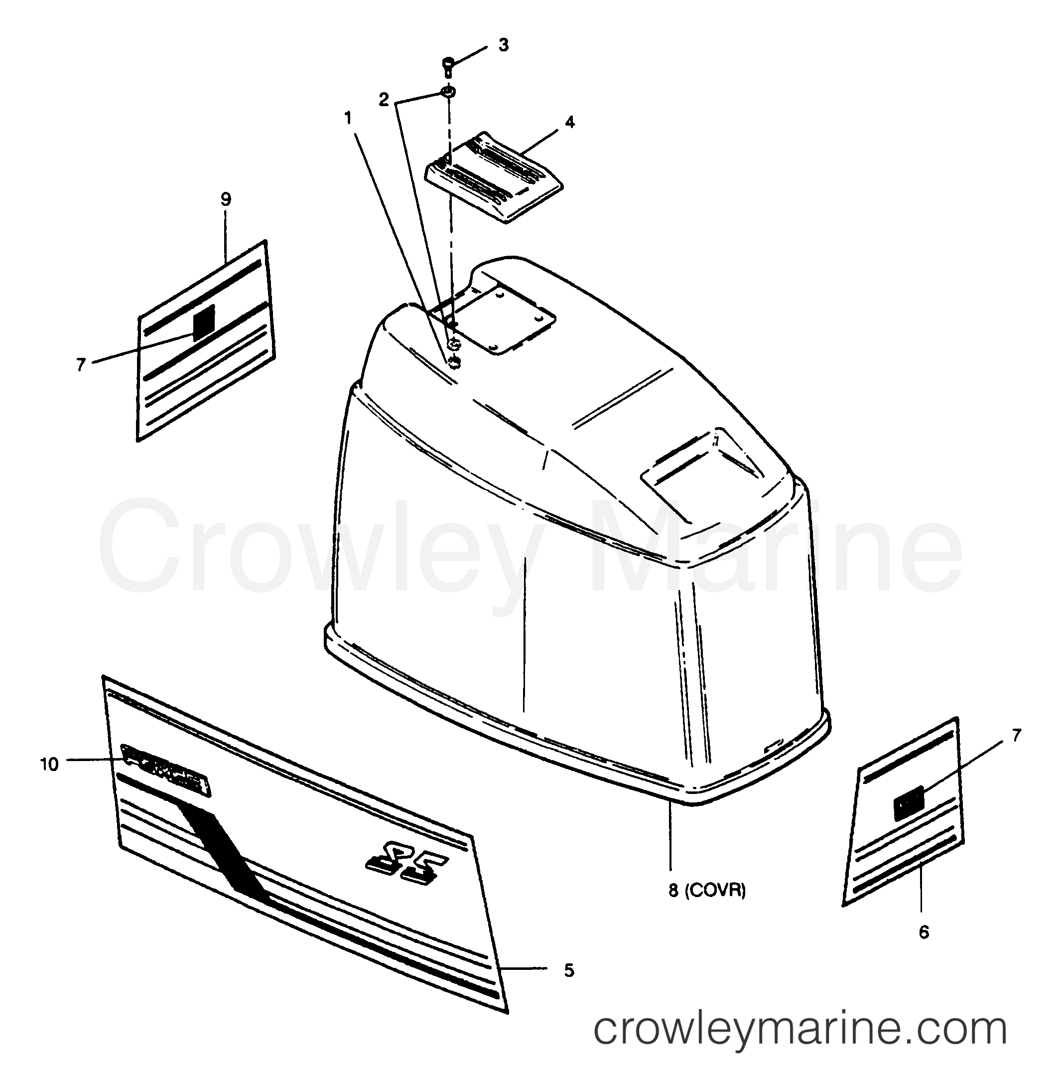 1989 Outboard 85 - 856D9D [Force] - ENGINE COVER BAYLINER & SPECTRUM MODELS