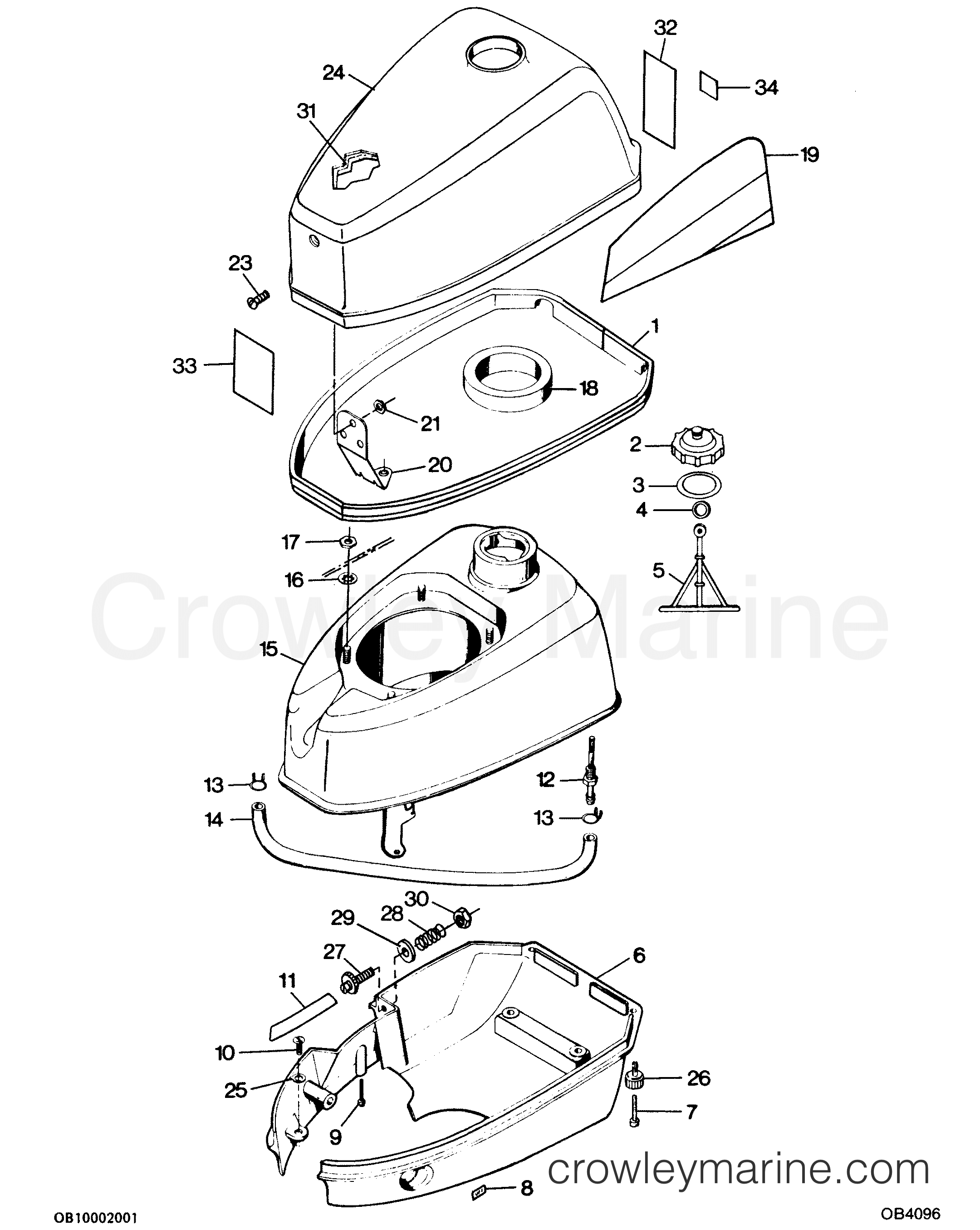 1987 Outboard 4 - 0C42F7A [Force] - ENGINE COVER AND FUEL TANK