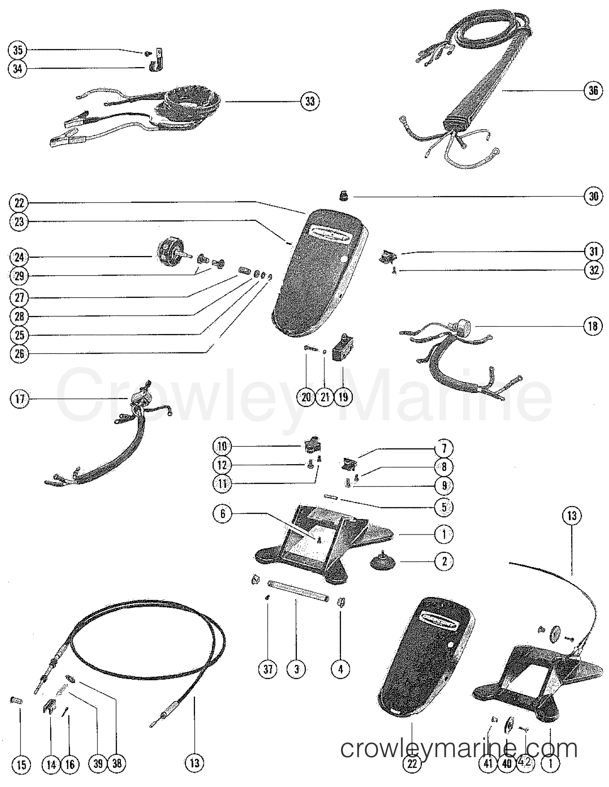 WIRING HARNESS AND FOOT PLATE (FOOT PEDAL MODEL) 1977 Outboard TH [D