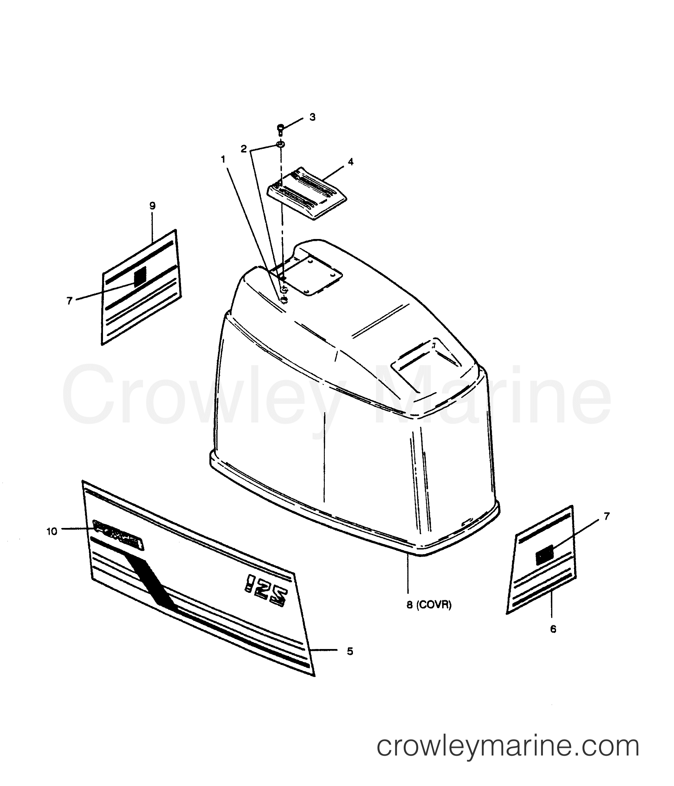 1989 Outboard 125 - 1258D9C [Force] - ENGINE COVER FORCE MODELS