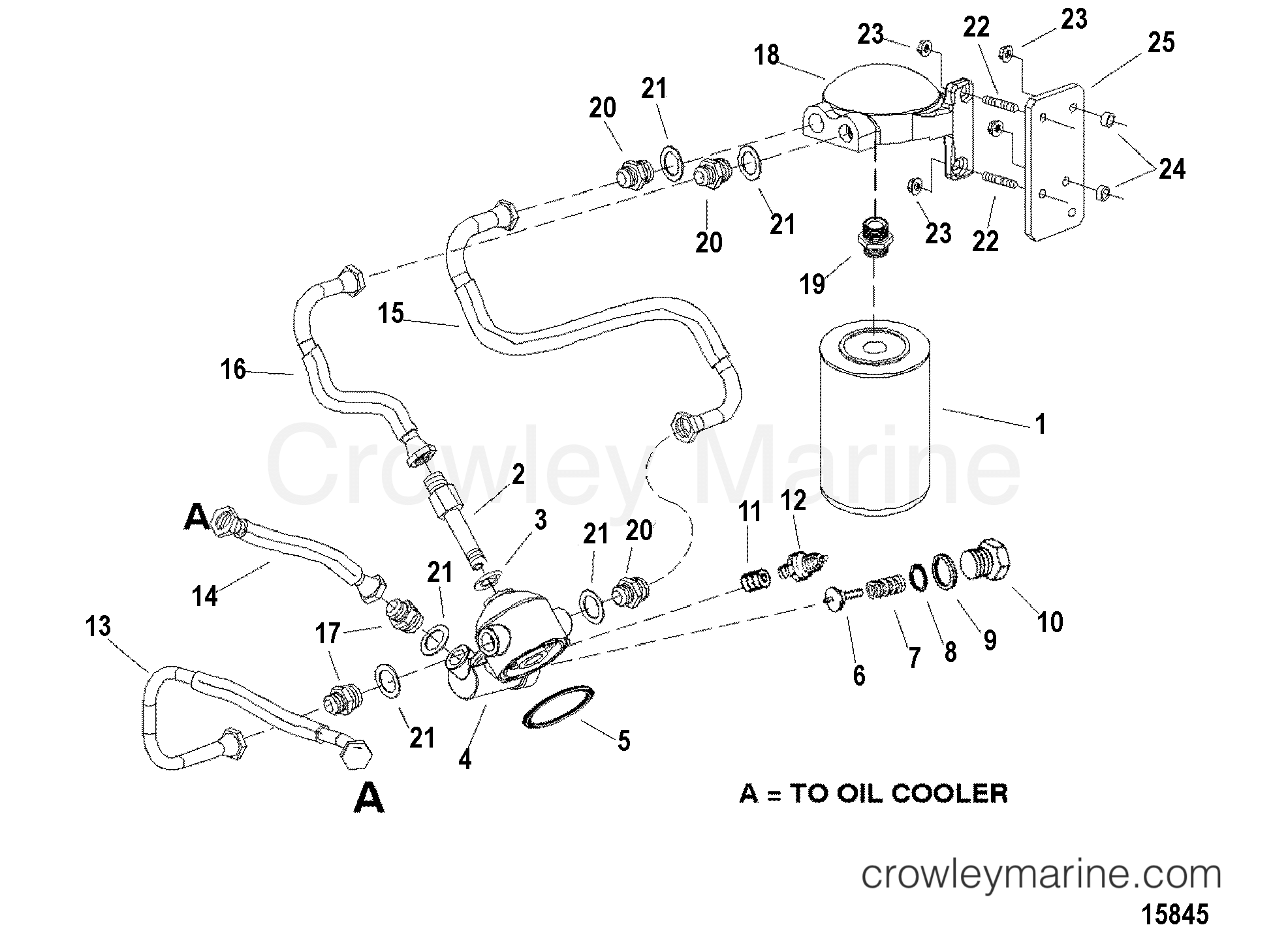 OIL FILTER AND OIL HOSES 1998 Stern Drive 4.2L QSD [DTRONIC