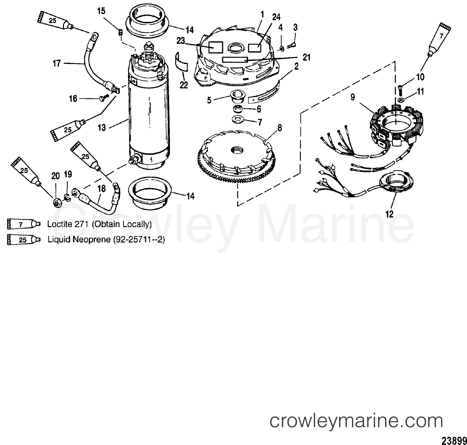 1999 Outboard 200EFI [XL] - 7200423HD - FLYWHEEL/STARTER MOTOR