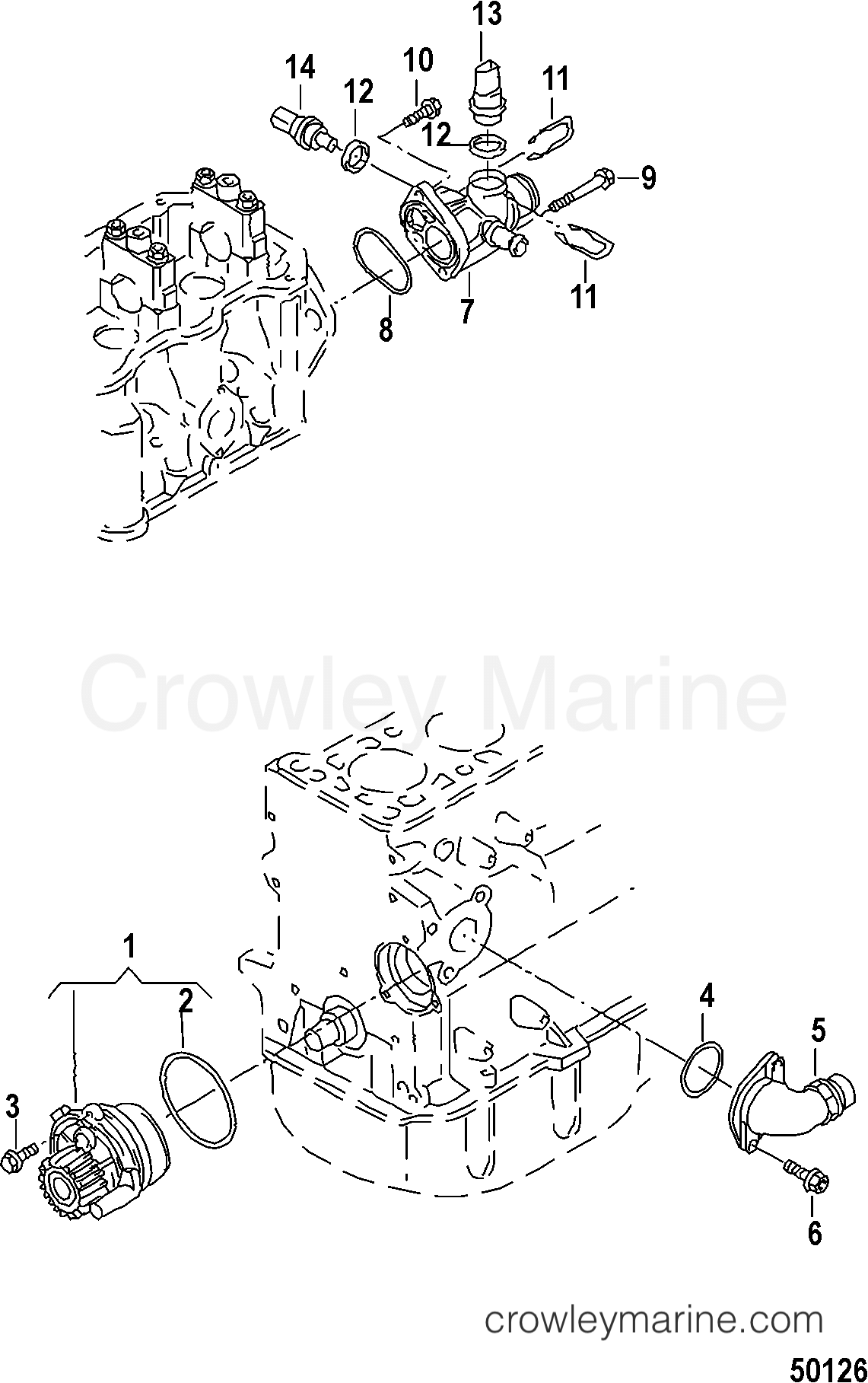 2012 Inboard Engine 1.9L TDI - 3D190020D - WATER PUMP, WATER CONNECTION